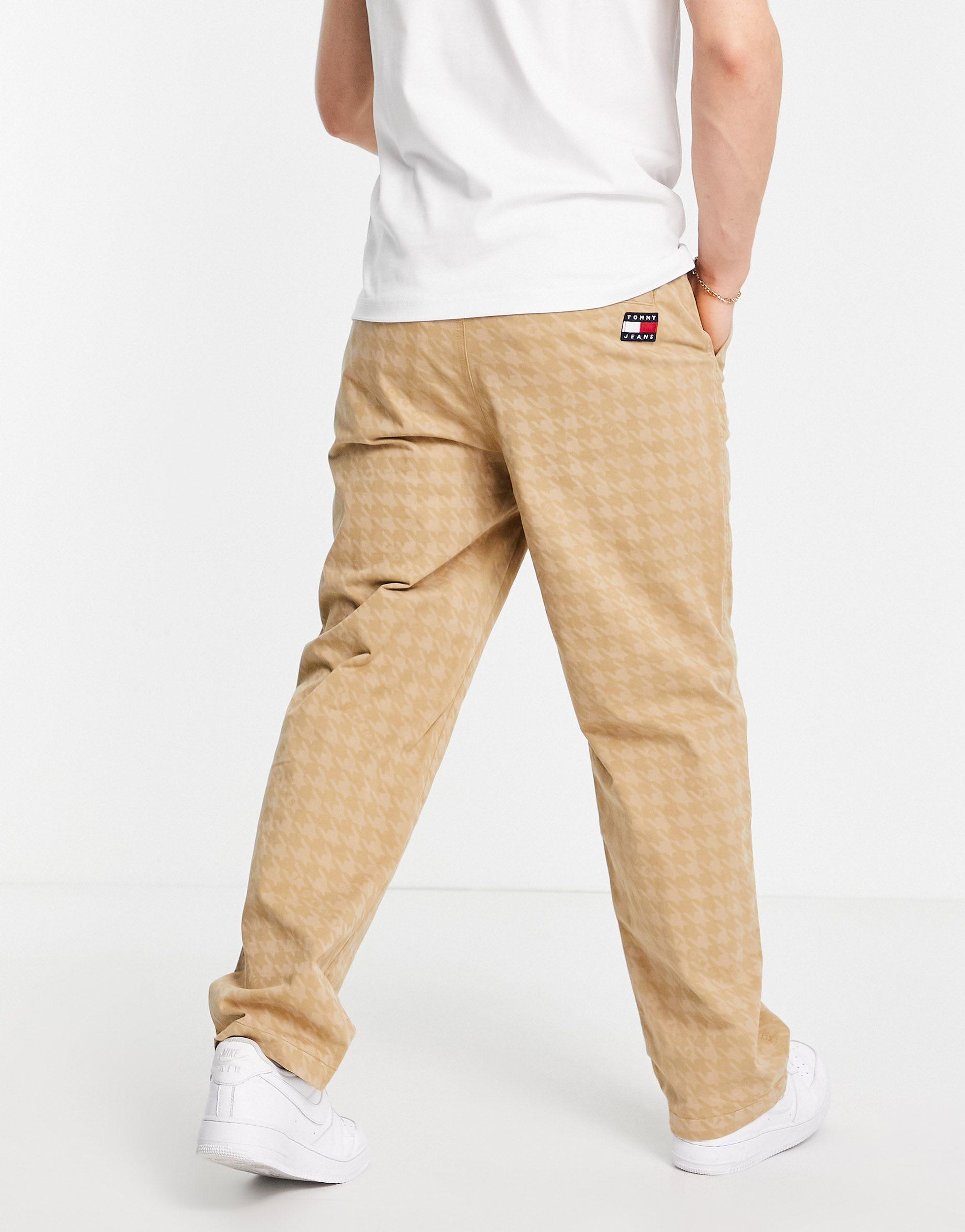 Tommy Hilfiger Skater Straight Fit Tonal Houndstooth Print Trousers in  Natural for Men | Lyst