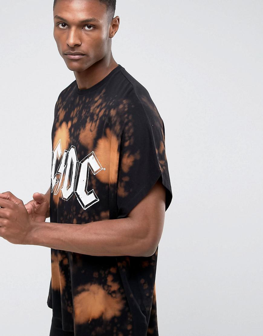 Lyst Asos Tall Acdc Extreme Oversized Band Tshirt With Bleach