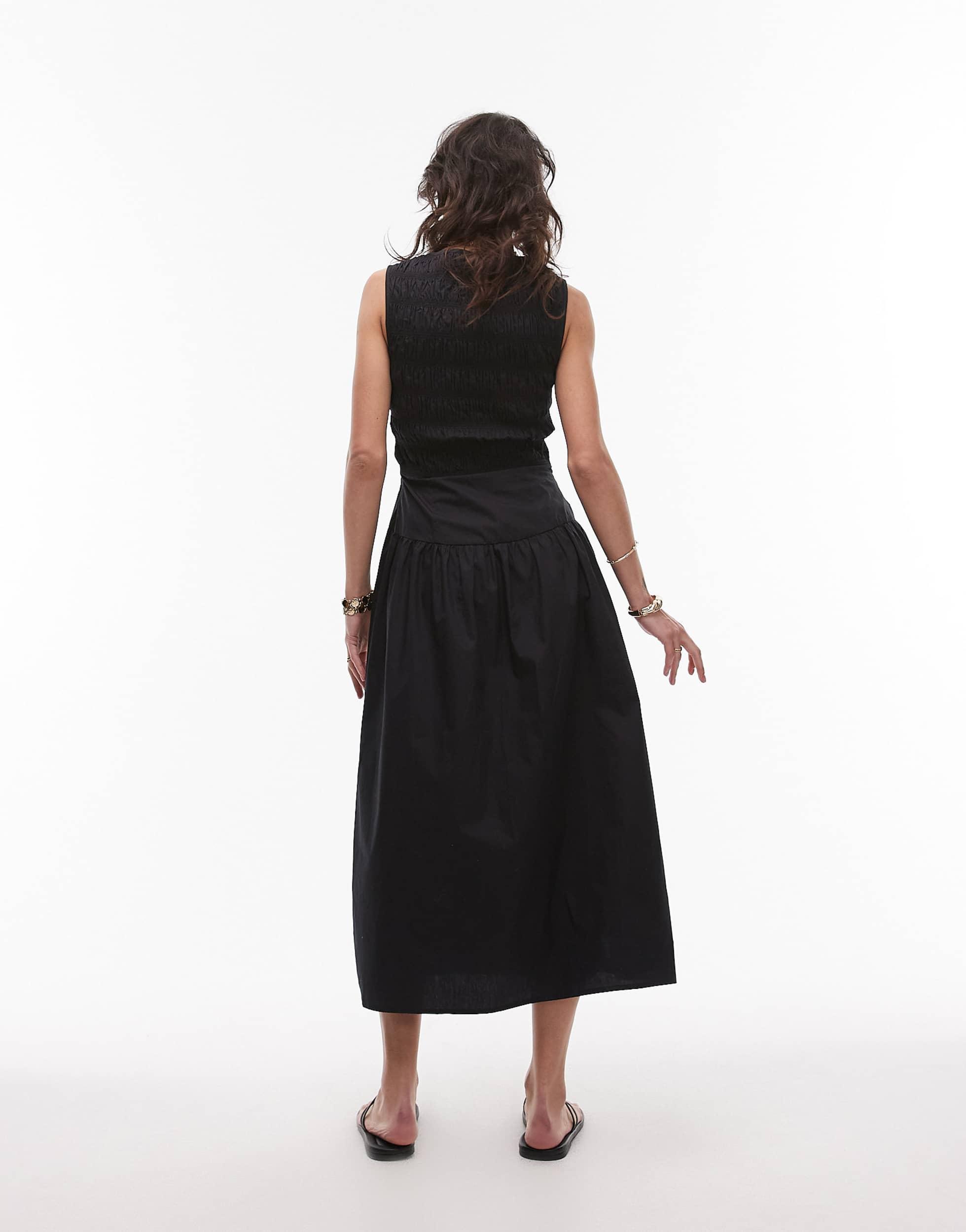 topshop ruched cotton poplin dress Ruched Cotton Poplin Maxi Dress (Women)