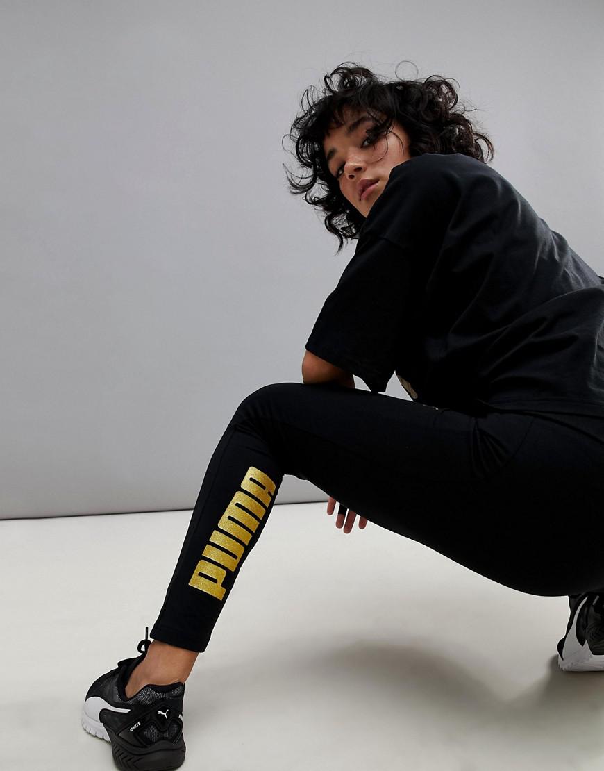 black and gold puma leggings