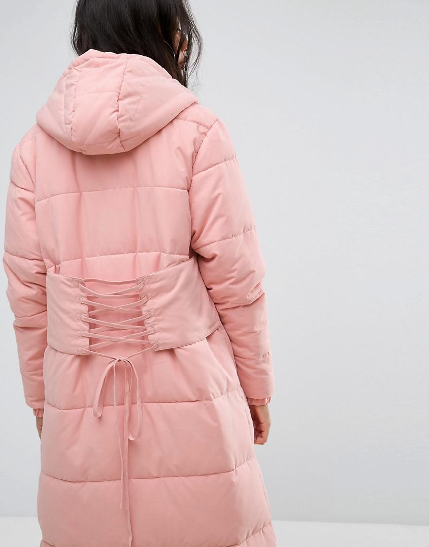 long pink padded coat