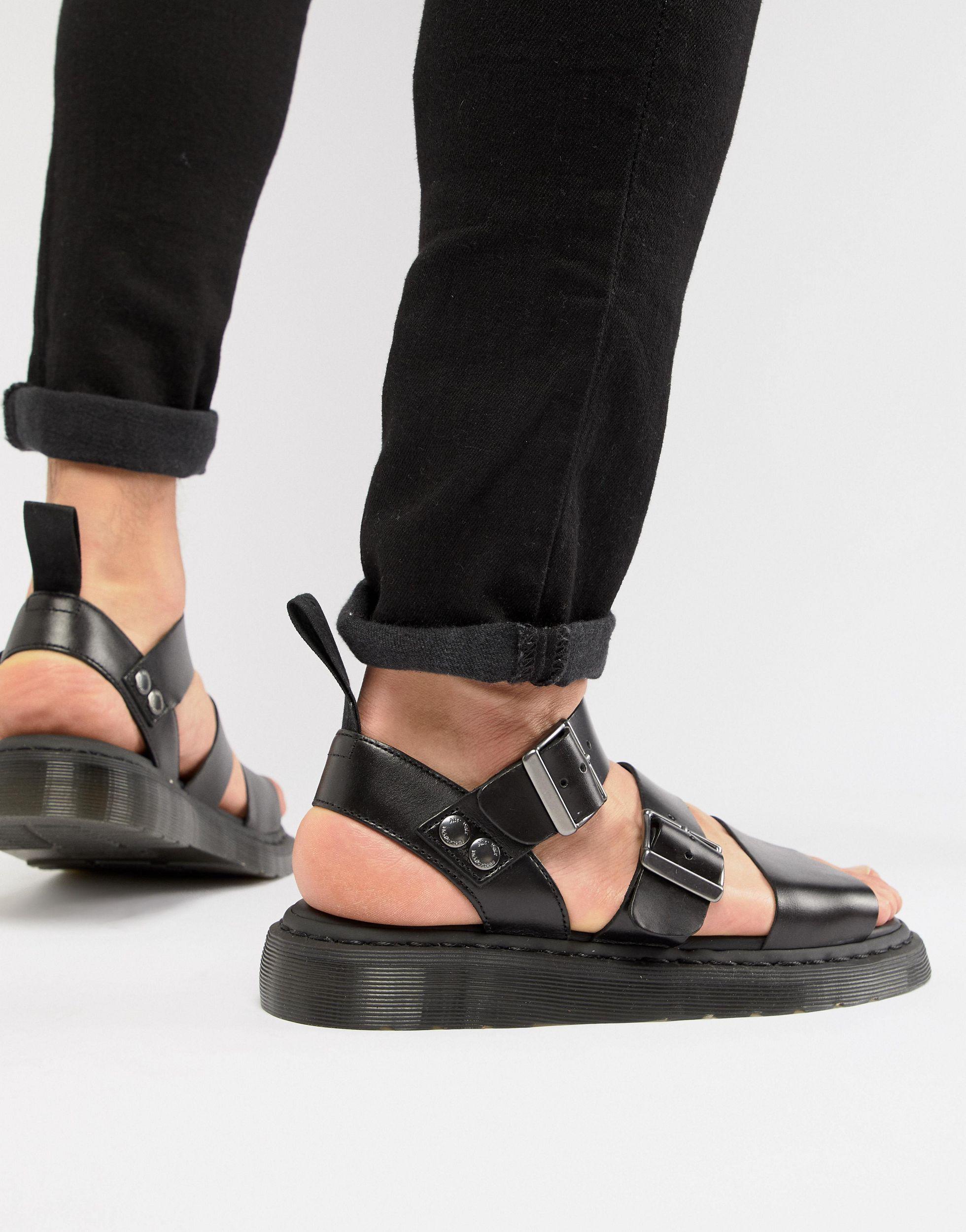Dr. Martens Leather Gryphon Sandals in Black for Men | Lyst