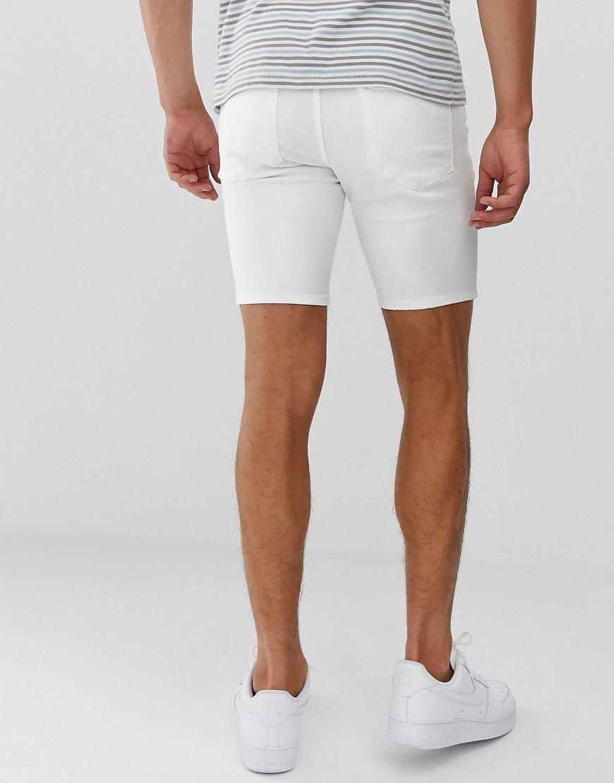ASOS Spray On Denim Shorts in White for 