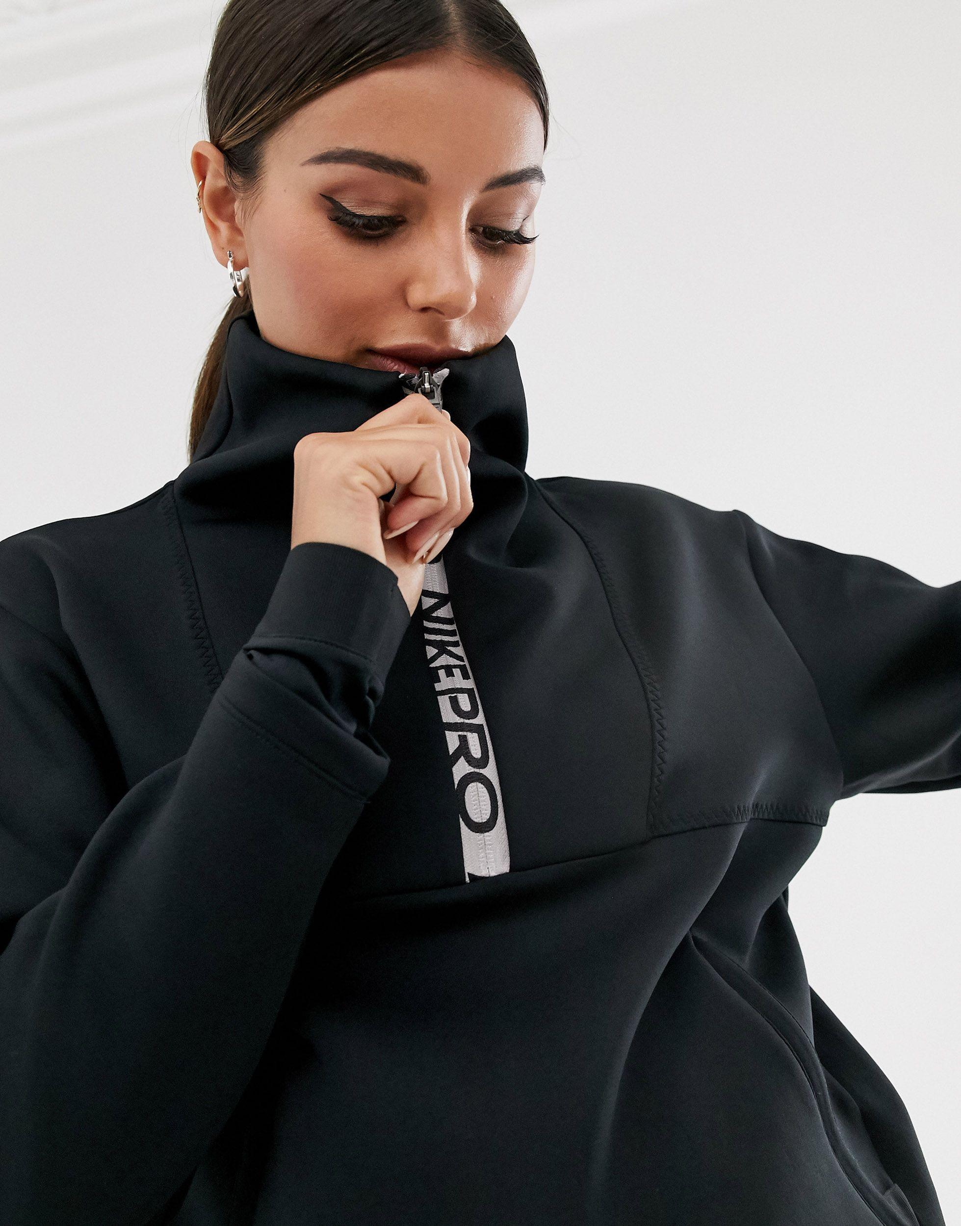 Nike Nike Pro Training Half Zip Sweatshirt in Black Lyst UK
