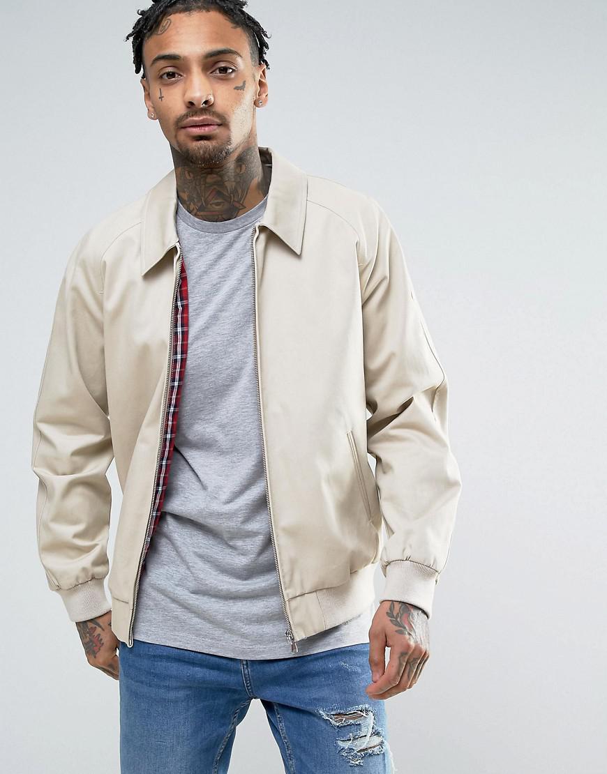 Download ASOS Harrington Jacket In Cotton Fabric In Stone for Men ...