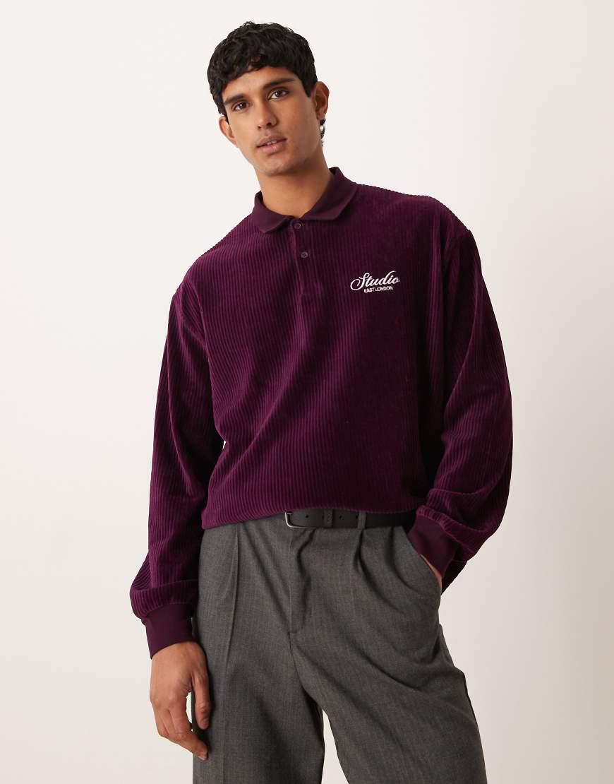 ASOS Heavyweight Oversized Long Sleeve Polo T-shirt With Small