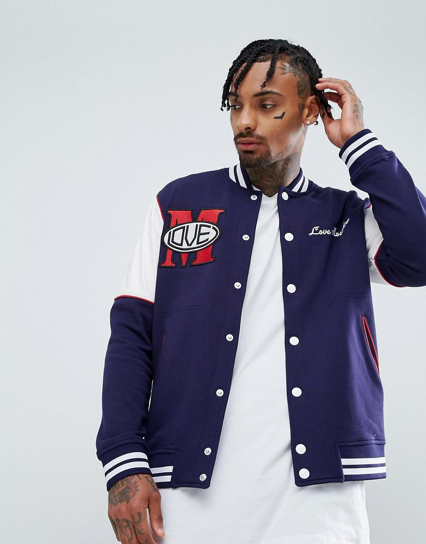 Lyst Love Moschino Varsity Bomber Jacket in Blue for Men