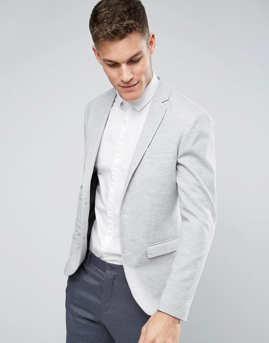 Jack & Jones Synthetic Premium Slim Jersey Blazer in Gray for Men - Lyst