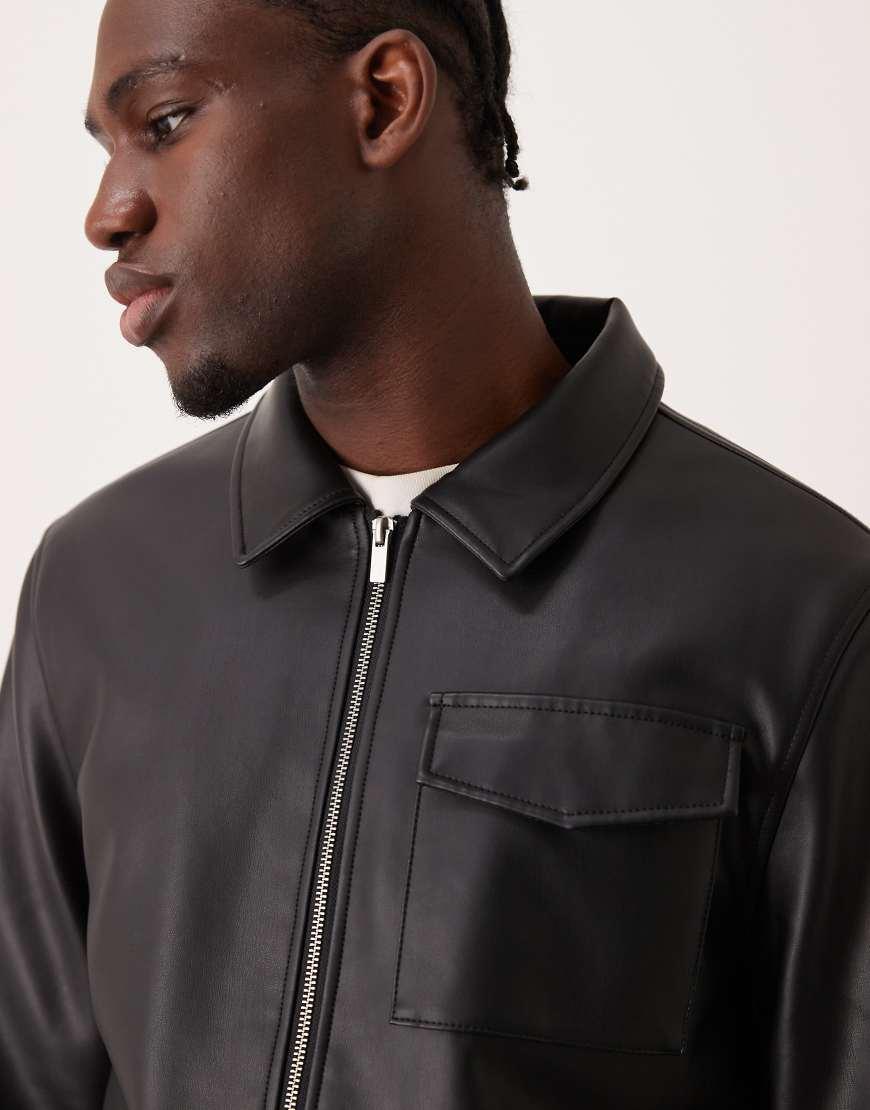 Leather Jacket Men Look Leather Look Oversized Biker Jacket