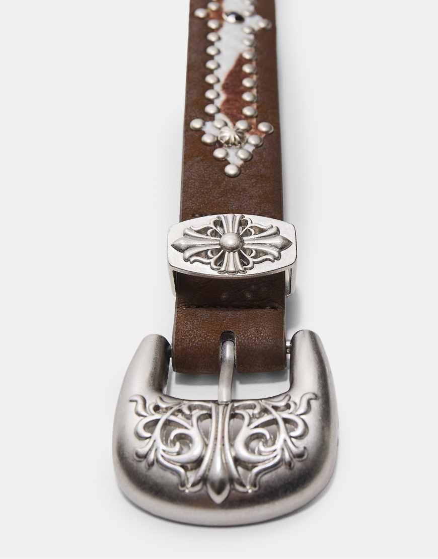 Stradivarius Belt With Metallic Detail in Brown Lyst UK