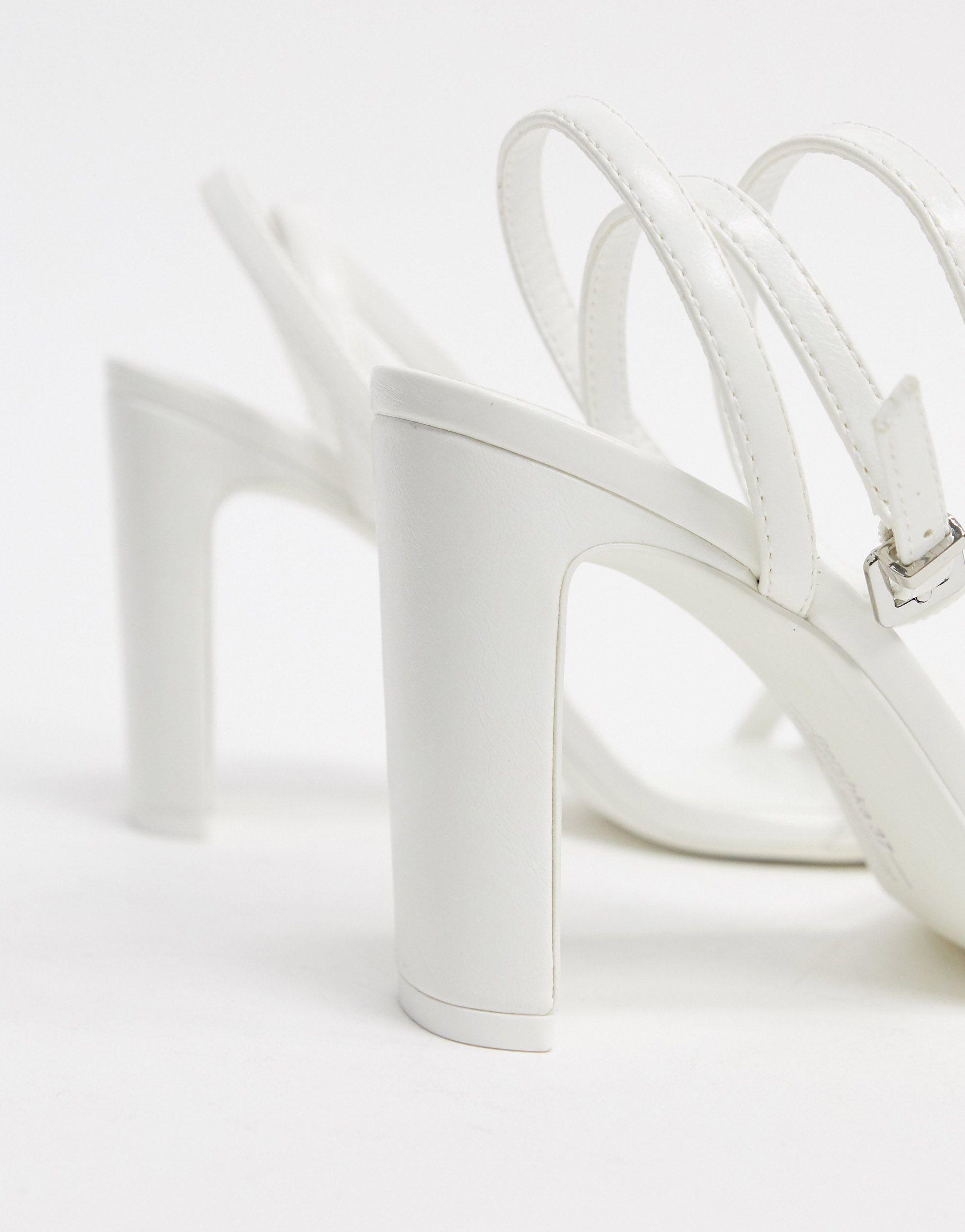 Bershka Strappy Heel With Ankle Strap in White | Lyst