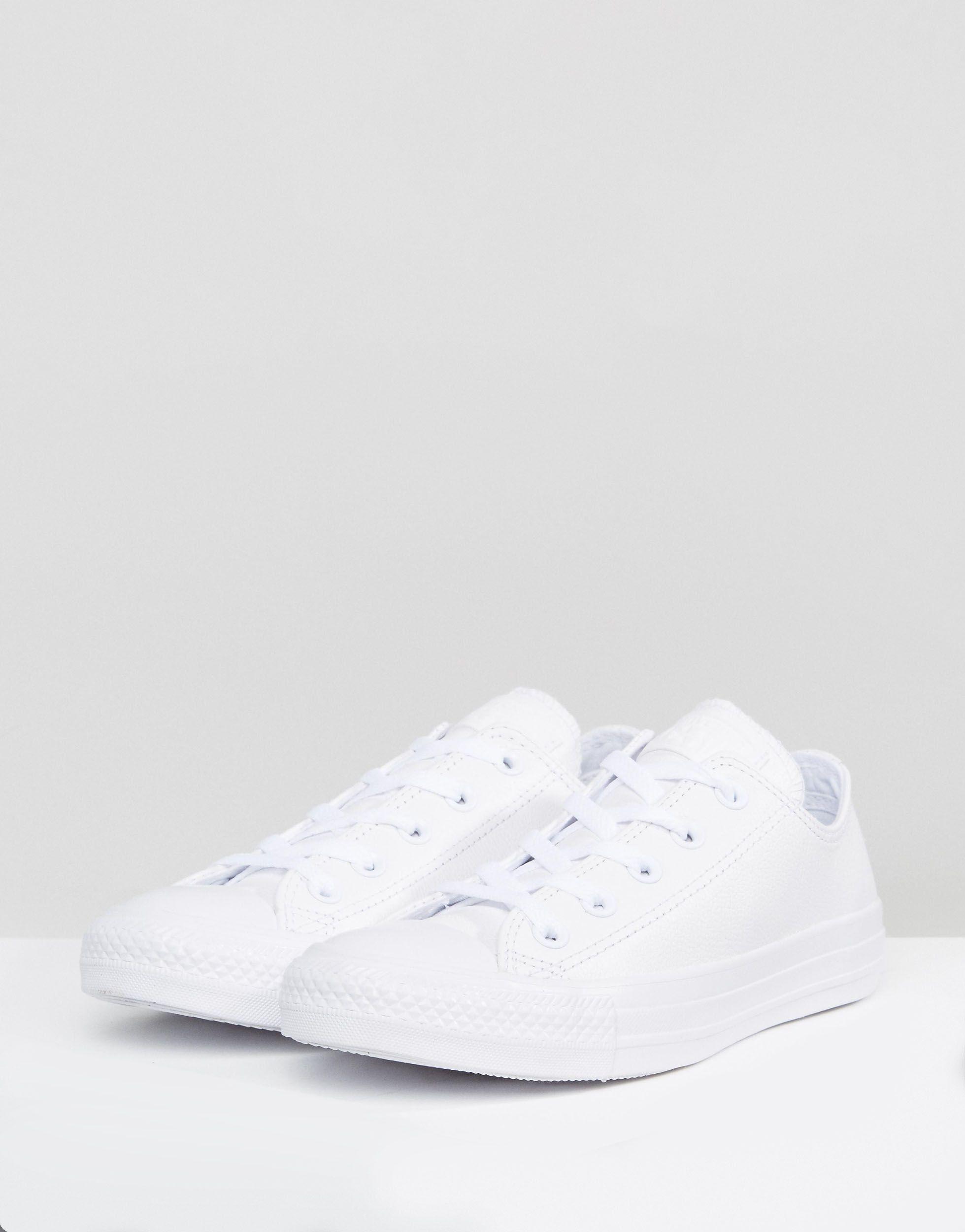 converse chuck taylor all star ox white leather monochrome trainers