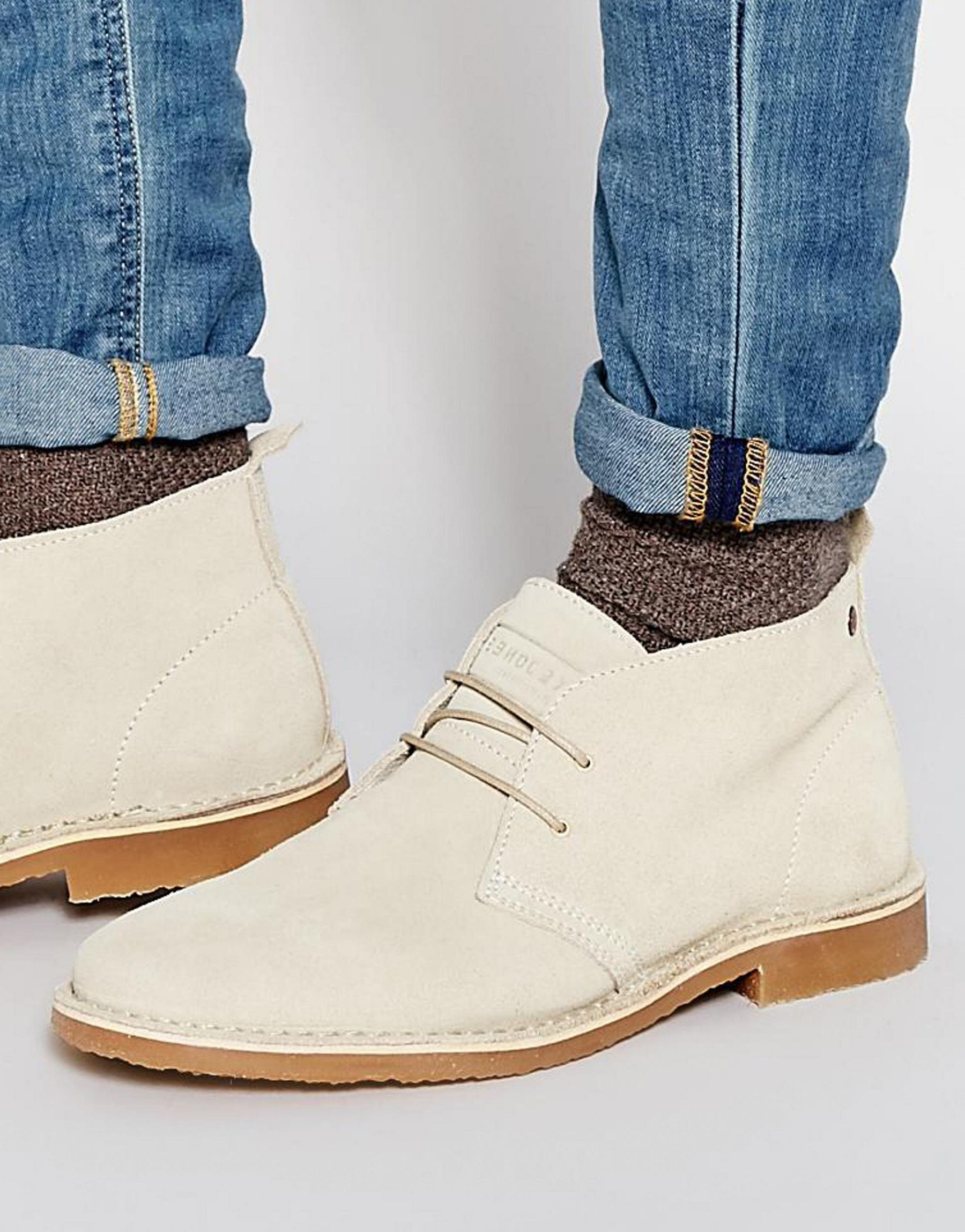 Jack & jones Gobi Suede Chukka Boots in White for Men Lyst