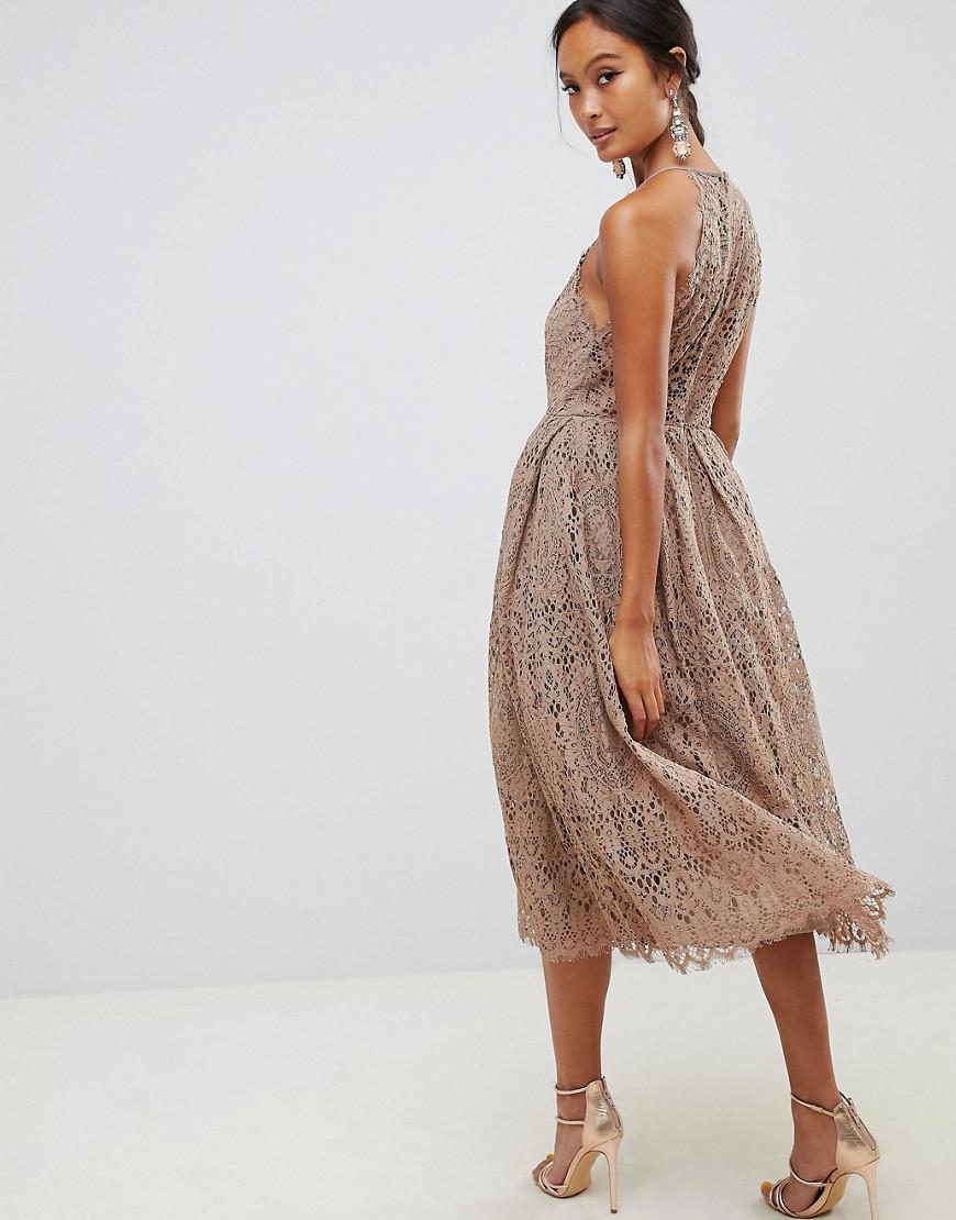asos lace pinny scallop edge midi prom dress