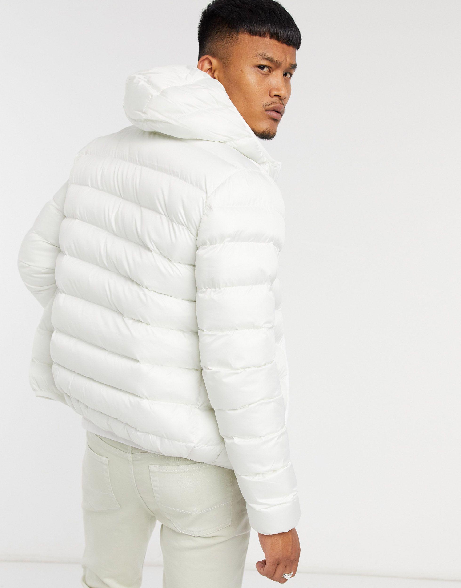 trompet worm Oneindigheid SIKSILK Puffer Jacket With Hood in White for Men | Lyst