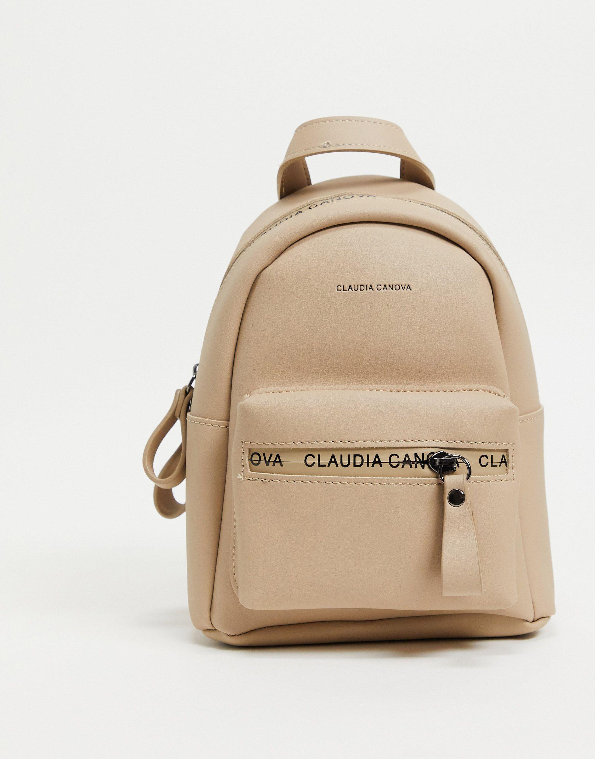 Claudia Canova Mini Logo Backpack in Natural | Lyst