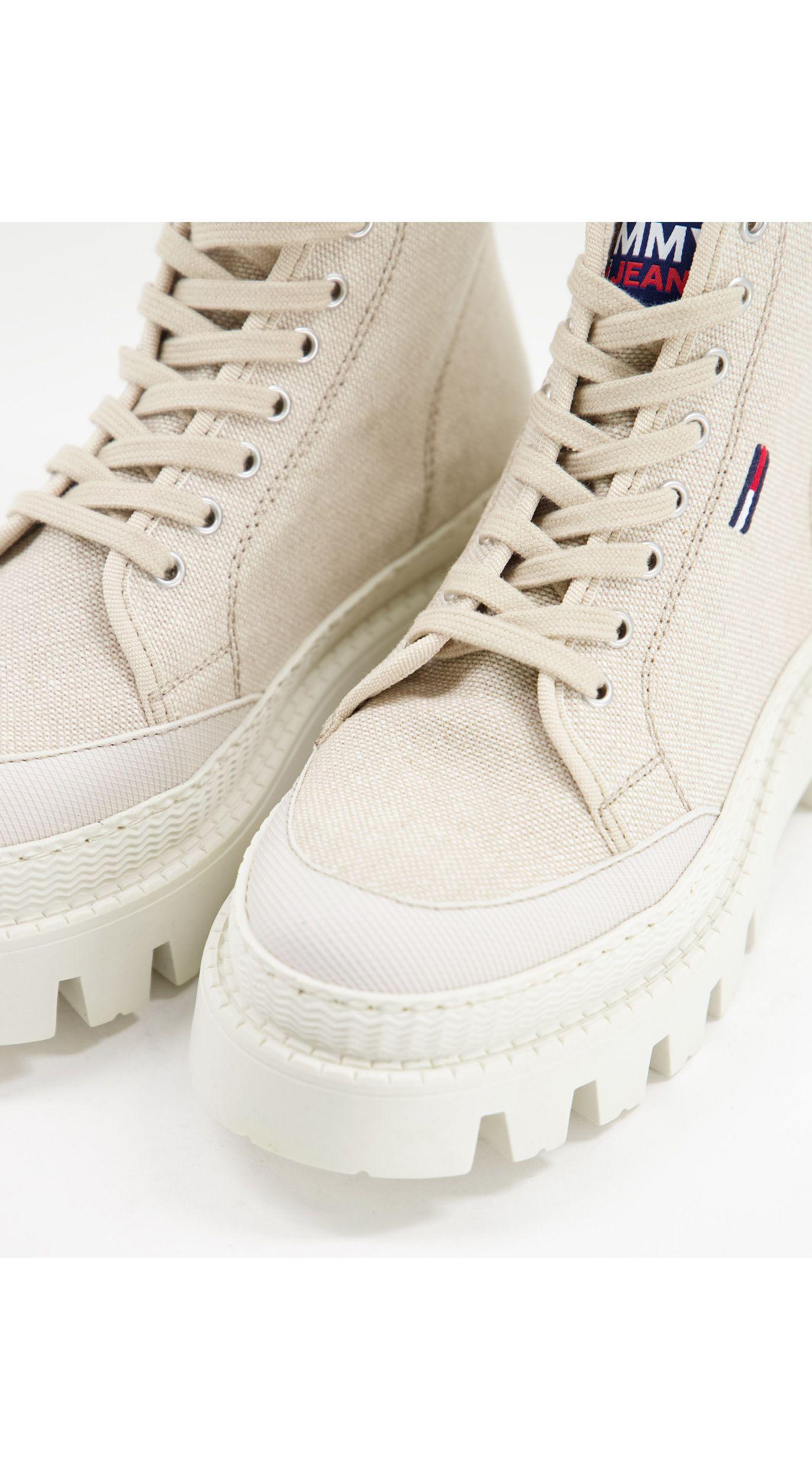 Tommy Hilfiger Flag Logo Lace Up Boots in Natural | Lyst