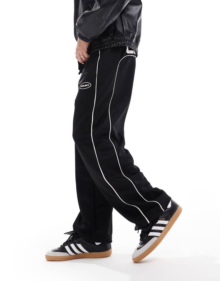 Bershka Retro Piped Wide Leg joggers in Black for Men Lyst UK