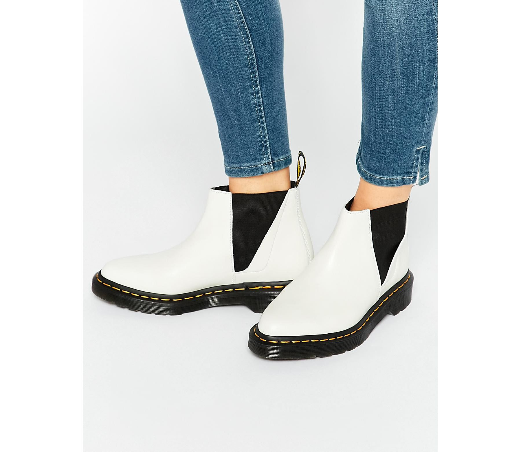 Dr. Martens Leather Bianca White Chelsea Boots | Lyst