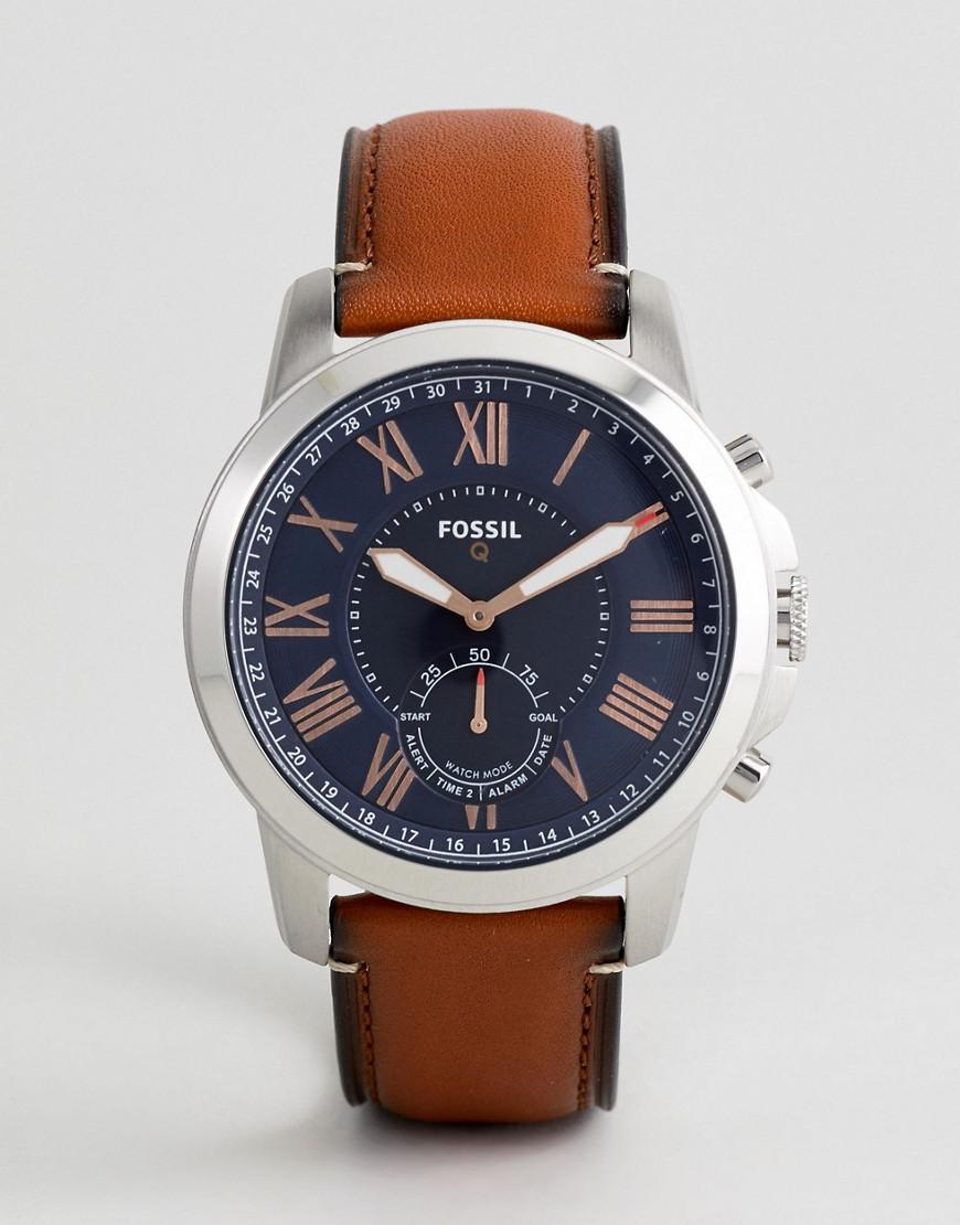 Fossil Q Ftw1122 Grant Leather Hybrid Smart Watch In Tan for Men - Lyst