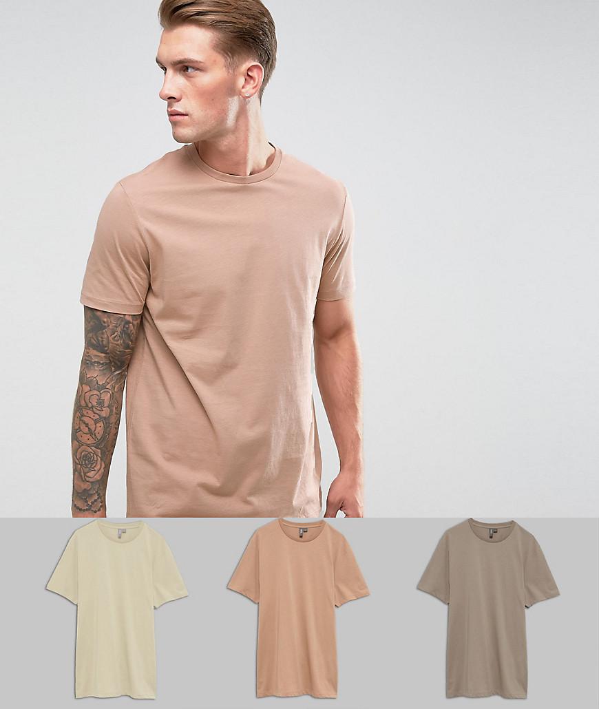 Lyst - Asos Longline T-shirt With Crew Neck 3 Pack Save for Men