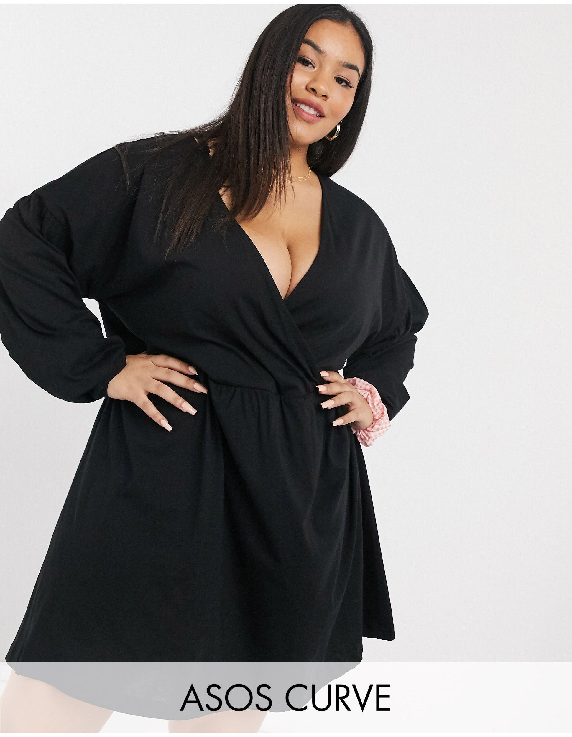 ASOS Curve Wrap Front Long Sleeve Smock ...