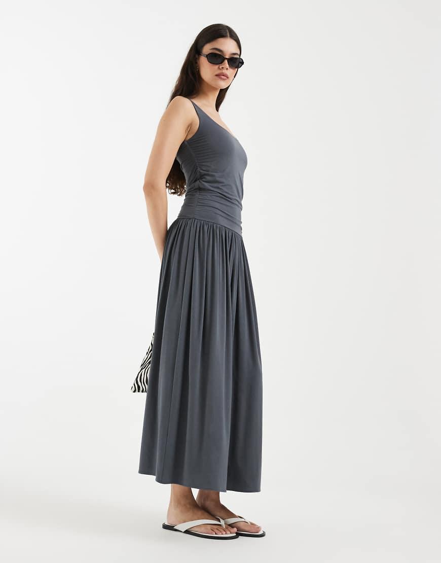 slim fit dress slacks Maddalena Maxi Dress in Brown | Shirred Draped