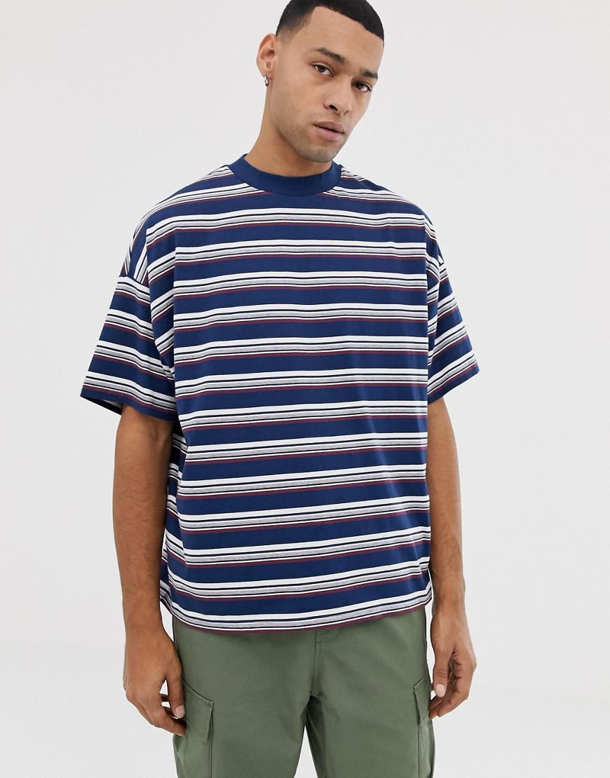 ASOS Oversized Striped T-shirt in Blue for Men | Lyst