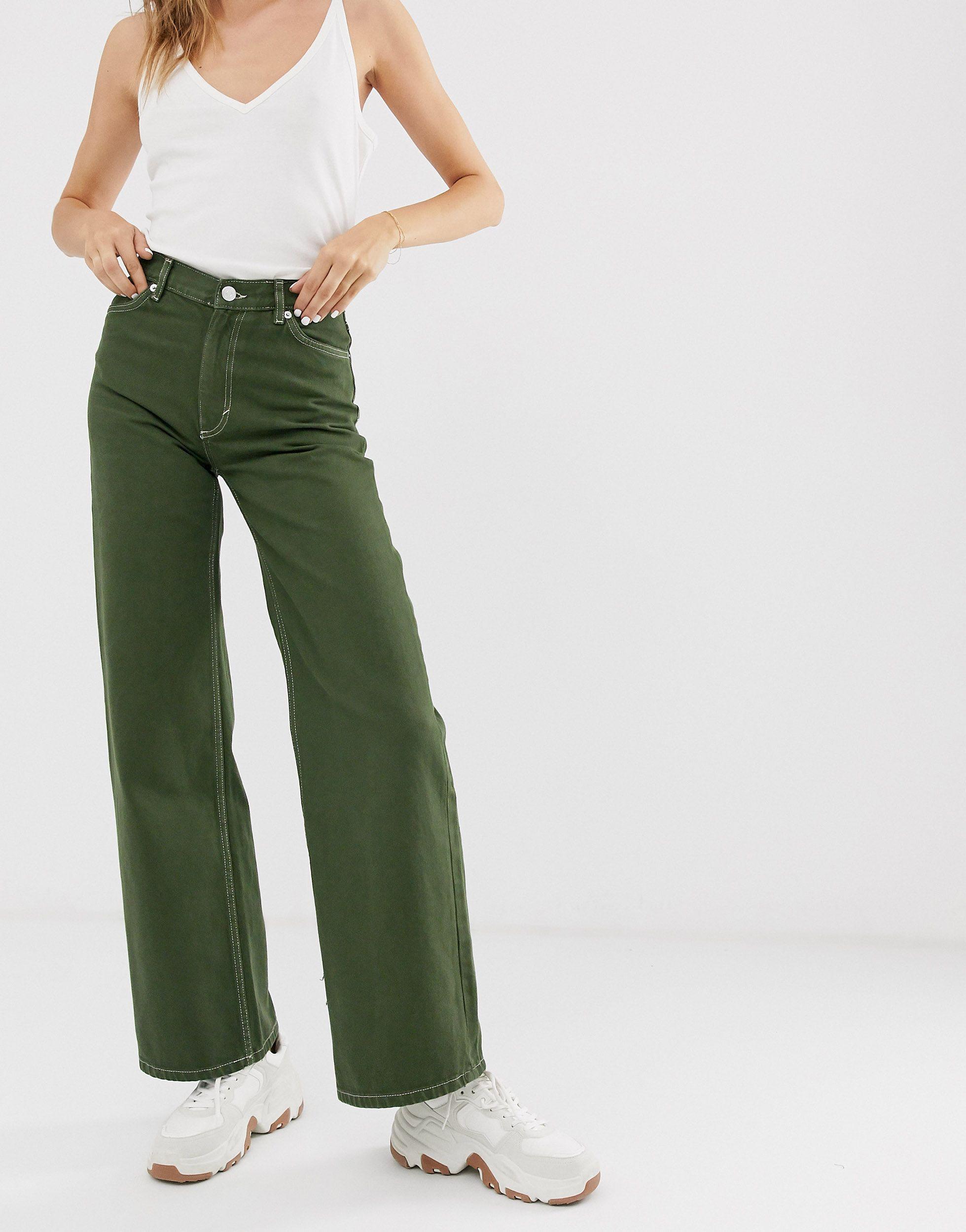 Monki Denim Yoko - Jeans Met Wijde Pijpen Van Biologisch Katoen in het  Groen | Lyst NL
