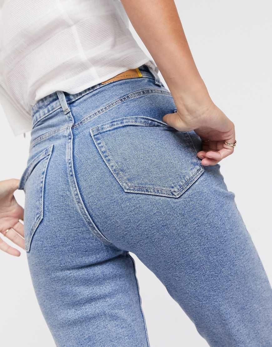 Blue Stradivarius Slim Fit Mom Jeans Stradivarius Petite Slim Mom