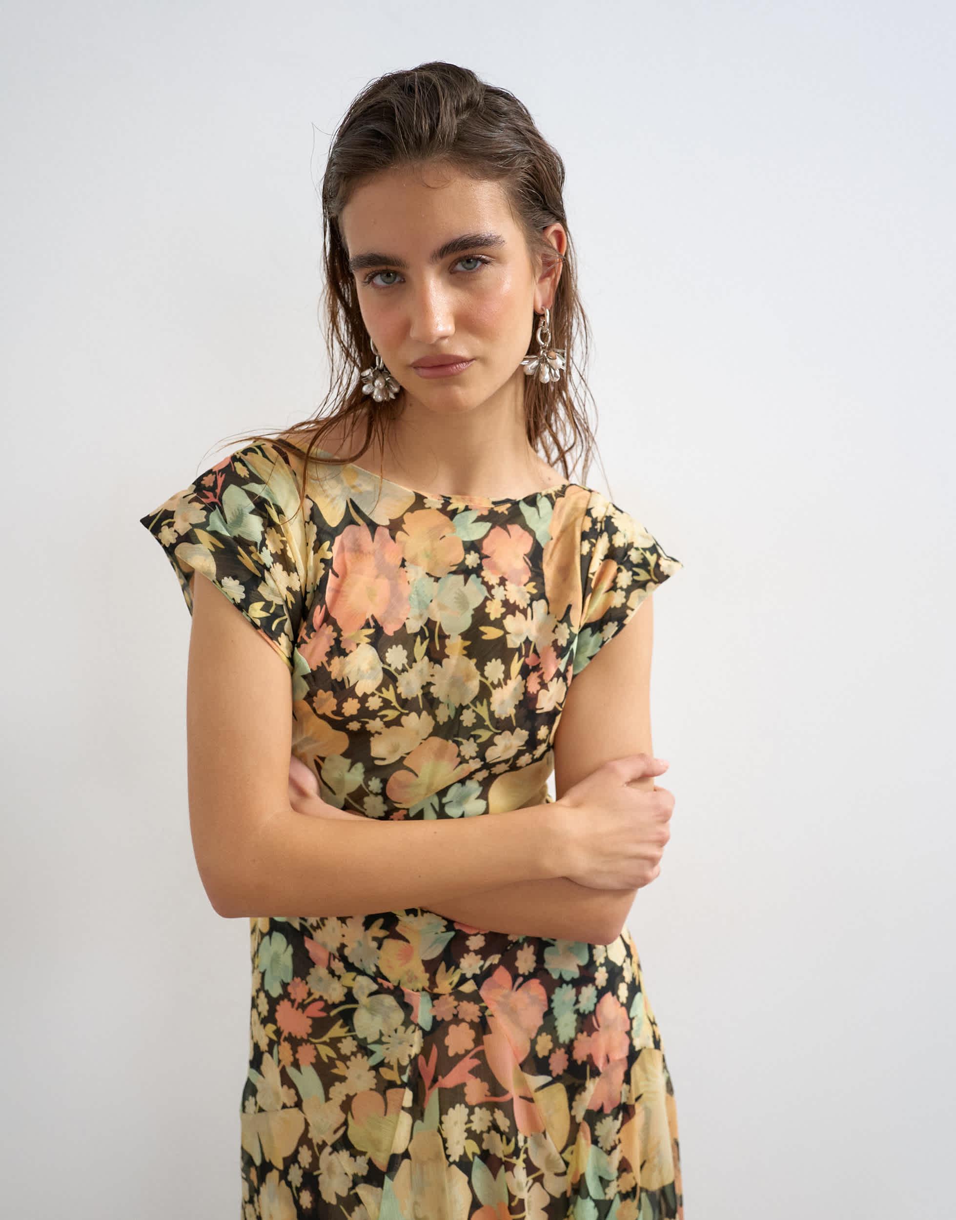topshop dresses contrast print beaded strap maxi dress in black sketchy floral The Topshop mesh floral print ruched midaxi dress in purple combines elegance and comfort for a perfect addition to your casual dress collection Topshop Ivory Lace Mini Dress