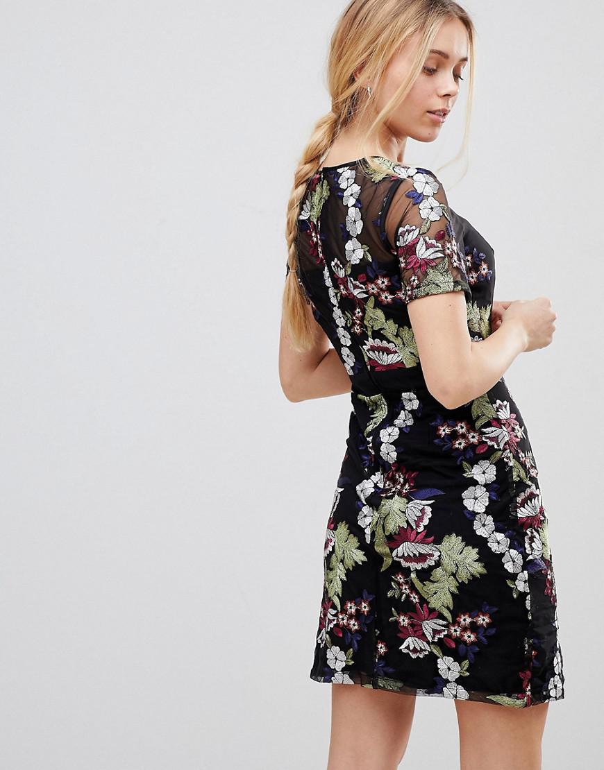 Black embroidered mini dress Clearance
