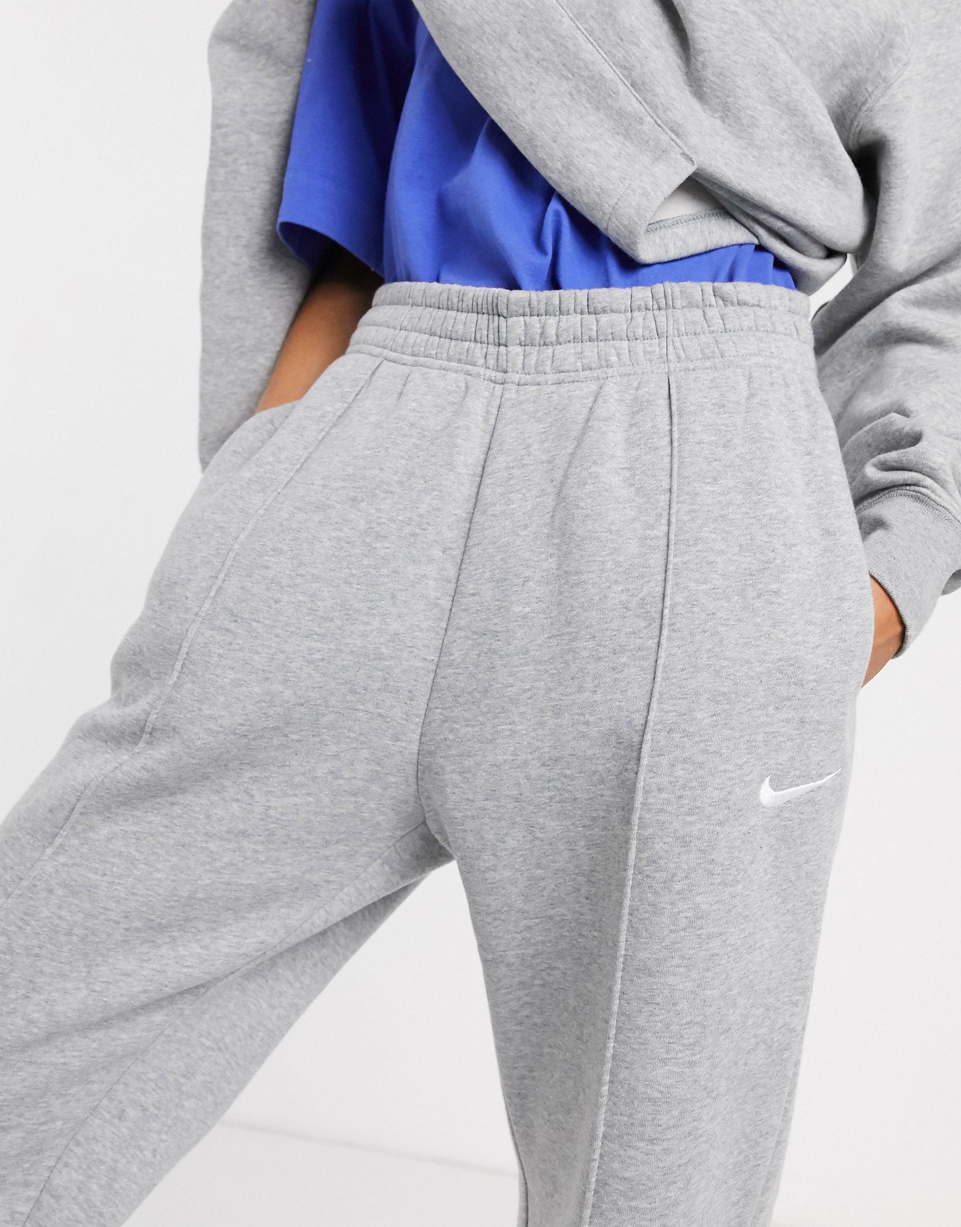 nike mini swoosh oversized gray sweatpants