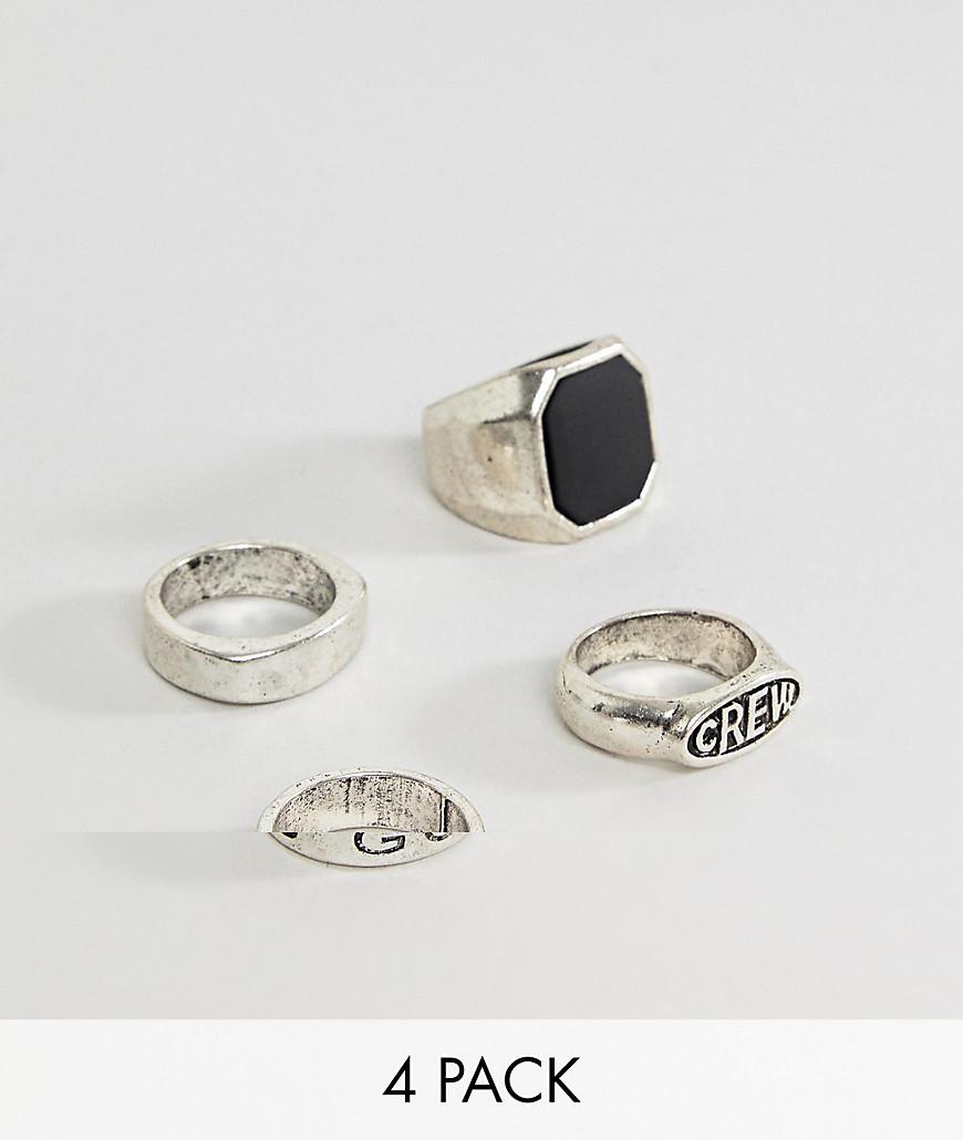 Bershka Denim 4 Pack Of Signet Rings In Silver in Metallic for Men - Lyst