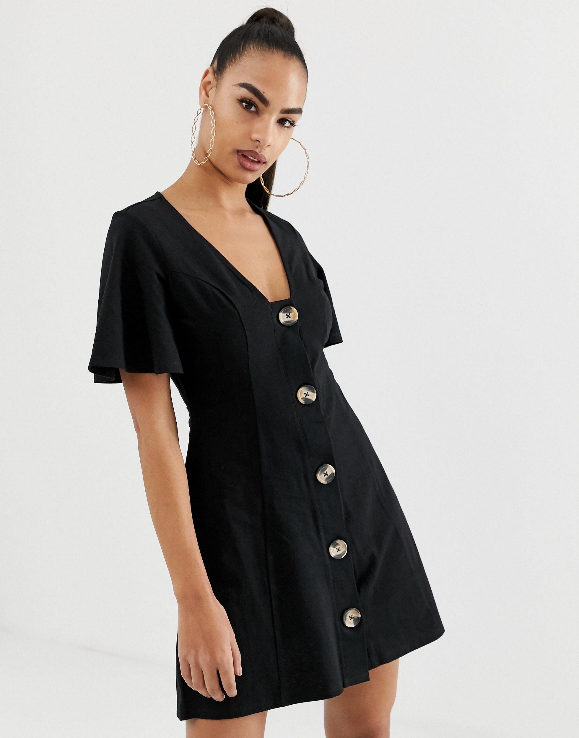 lipsy horn button wrap dress