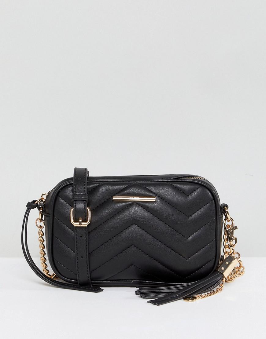 ALDO Leather Mini Chevron Quilted Camera Bag Black - Lyst