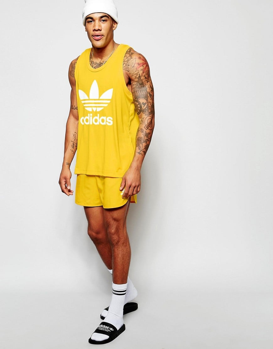 yellow adidas shorts mens