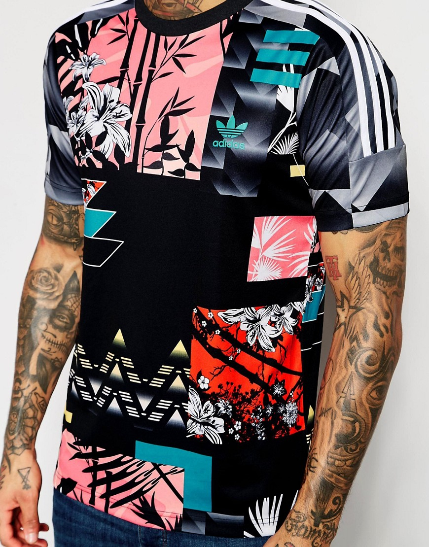 adidas Originals Floral T-shirt Aj7850 in Black for Men | Lyst