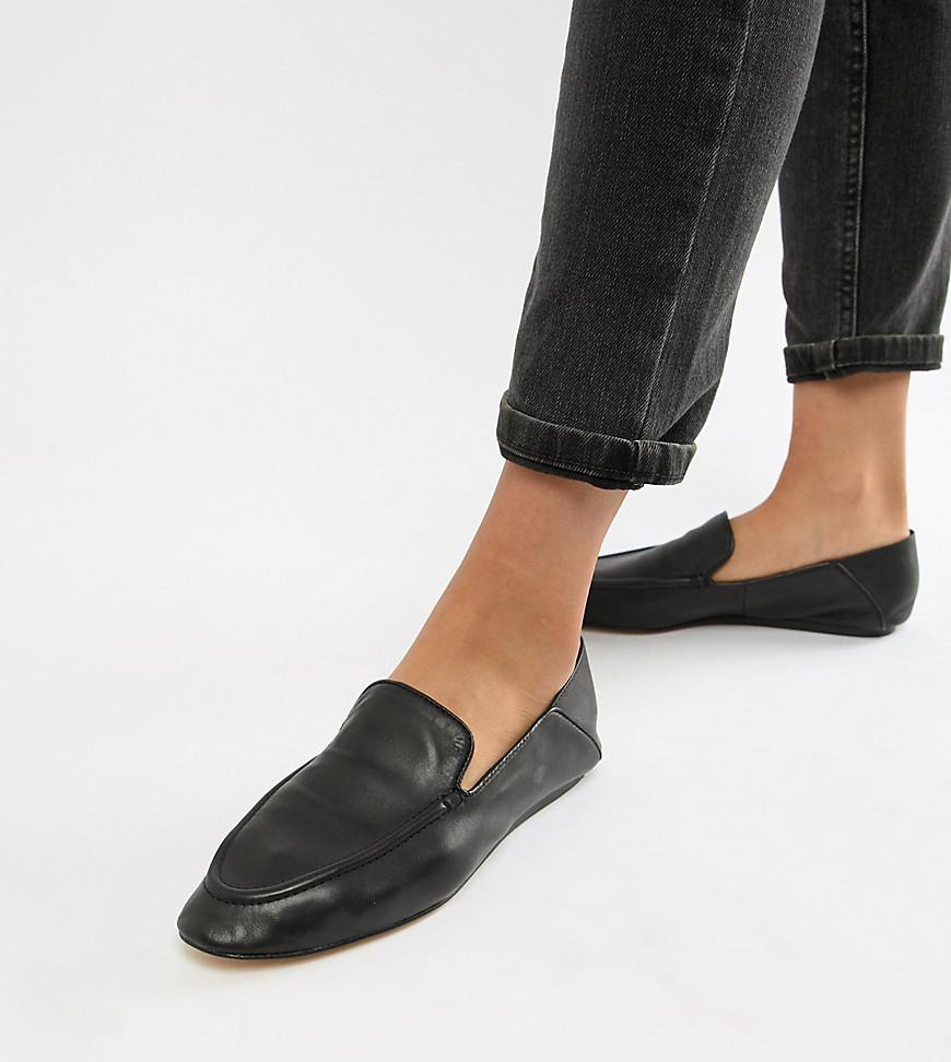 Mango Soft Leather Loafer in Black | Lyst