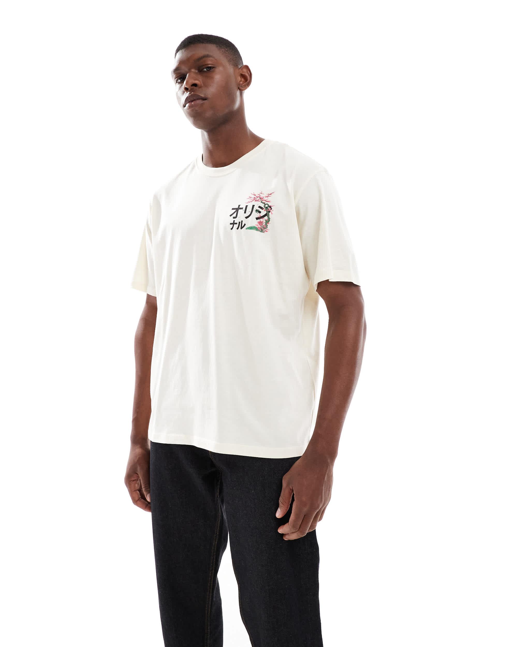 Jack & Jones Oversize Back Print T-shirt With Japan Print in White