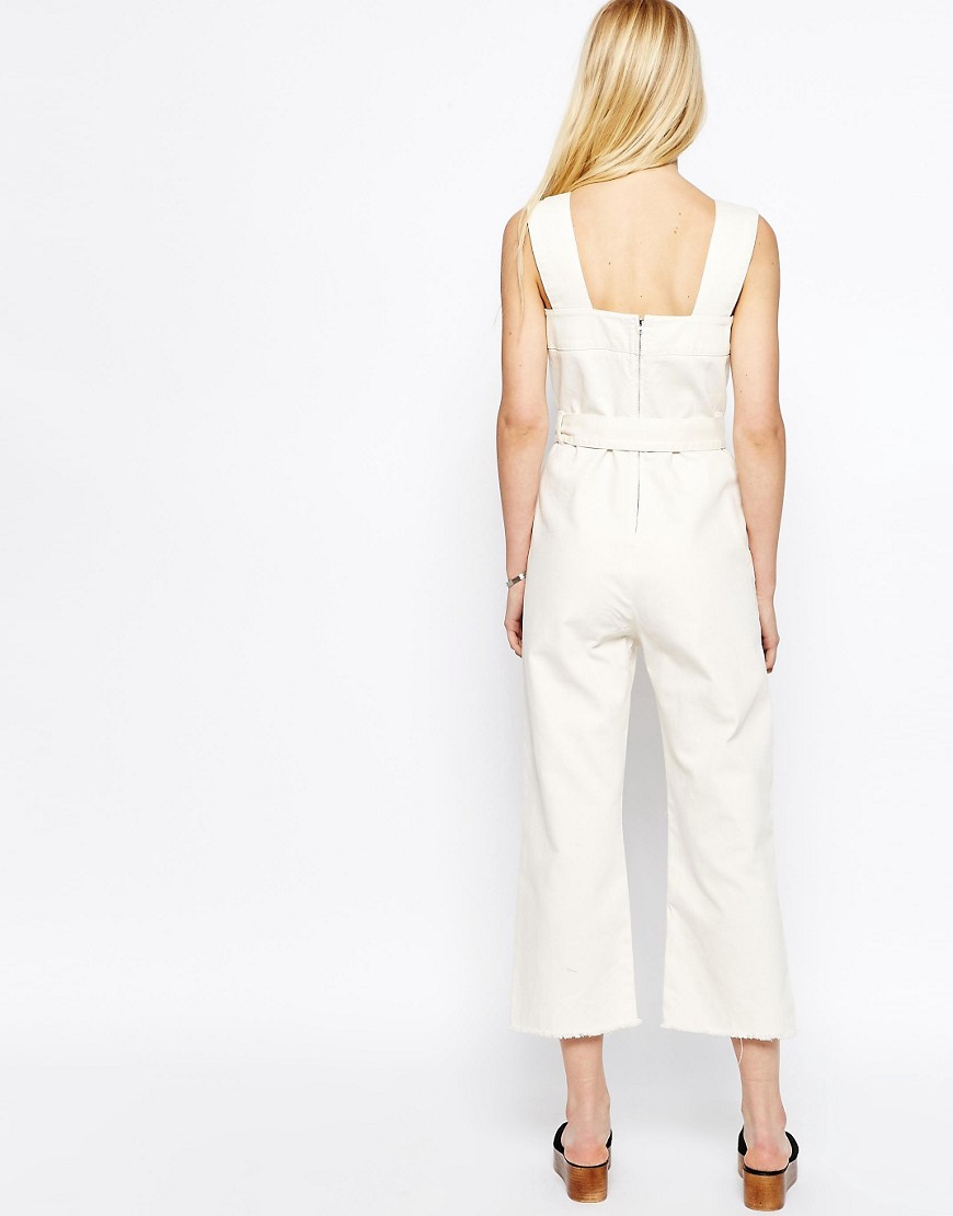 asos white denim jumpsuit