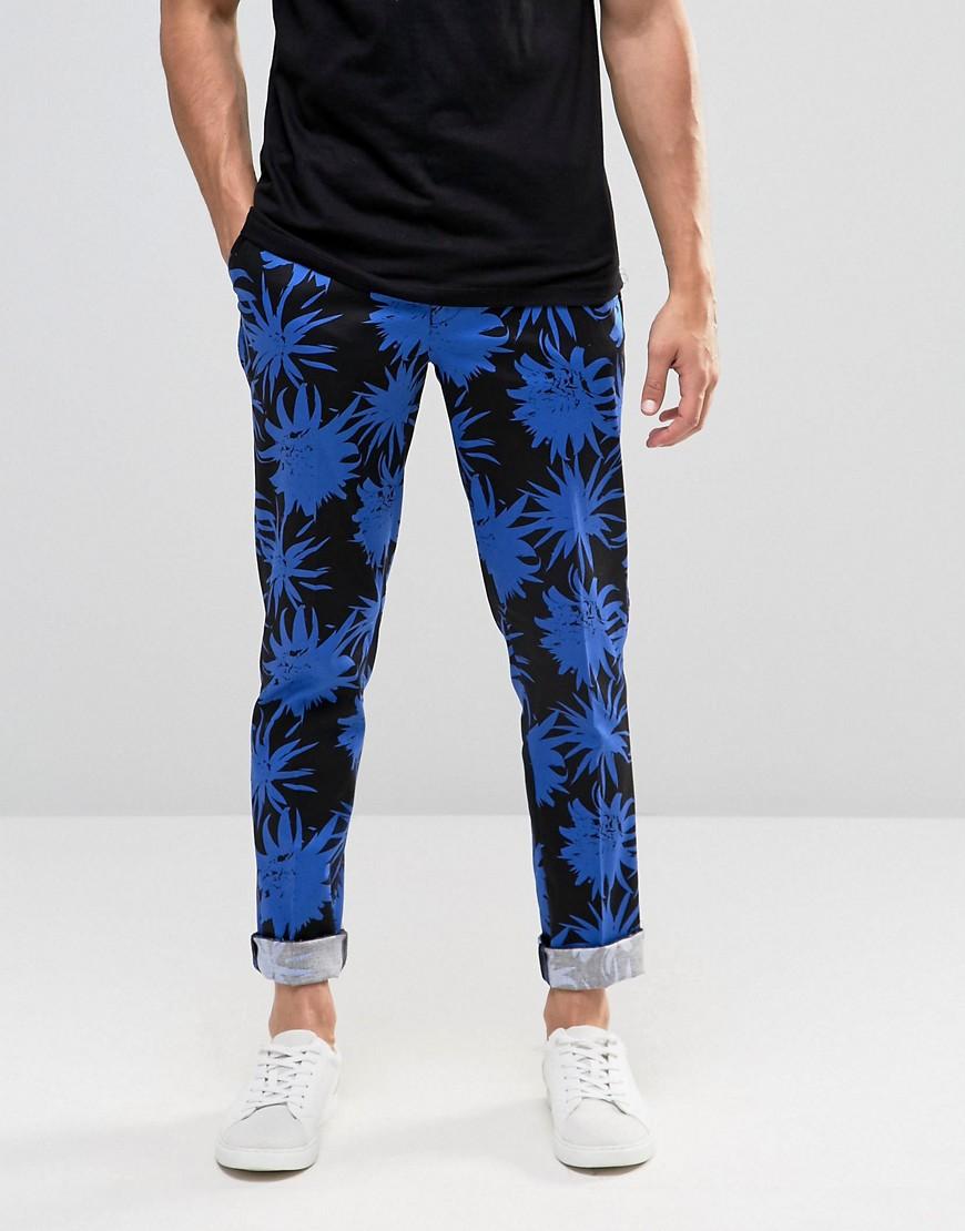Lyst - Asos Skinny Smart Pants In Blue Flower Print in Blue for Men