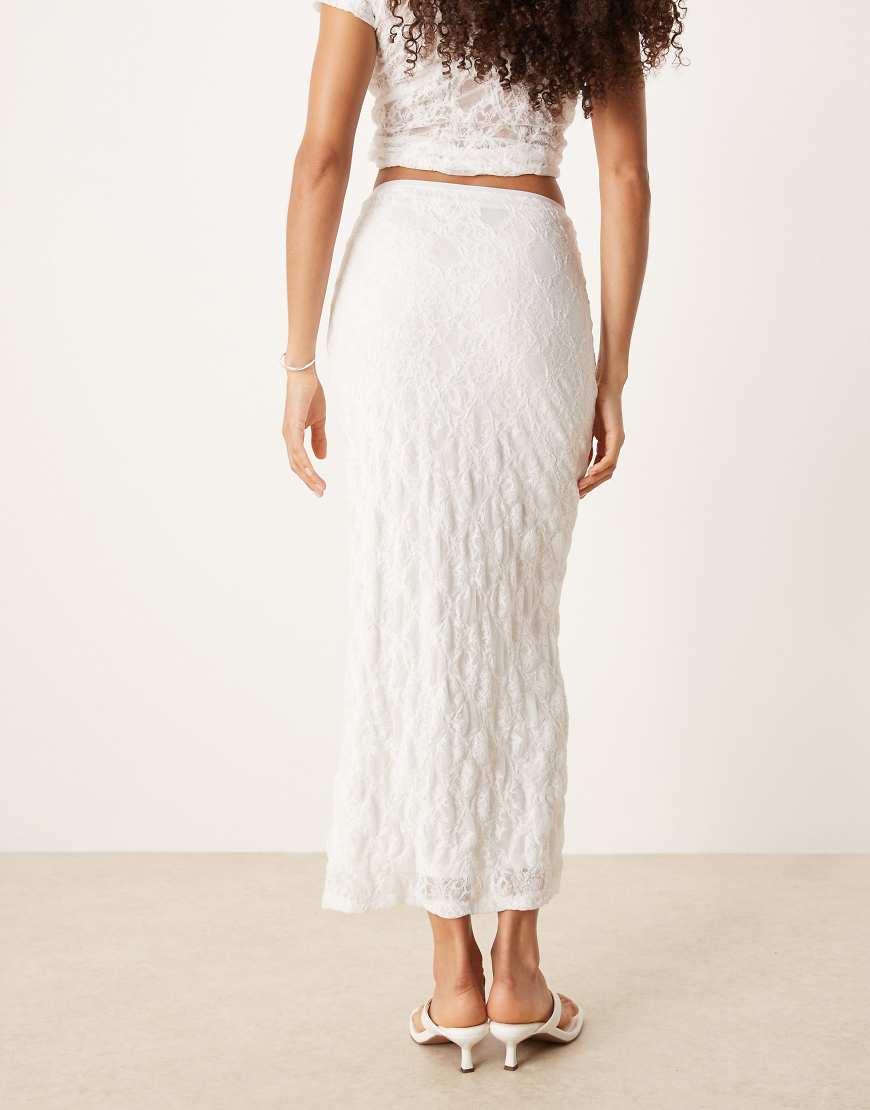 ASOS Co-Ord Textured Lace Sheer Midi Skirt in Natural Lyst UK