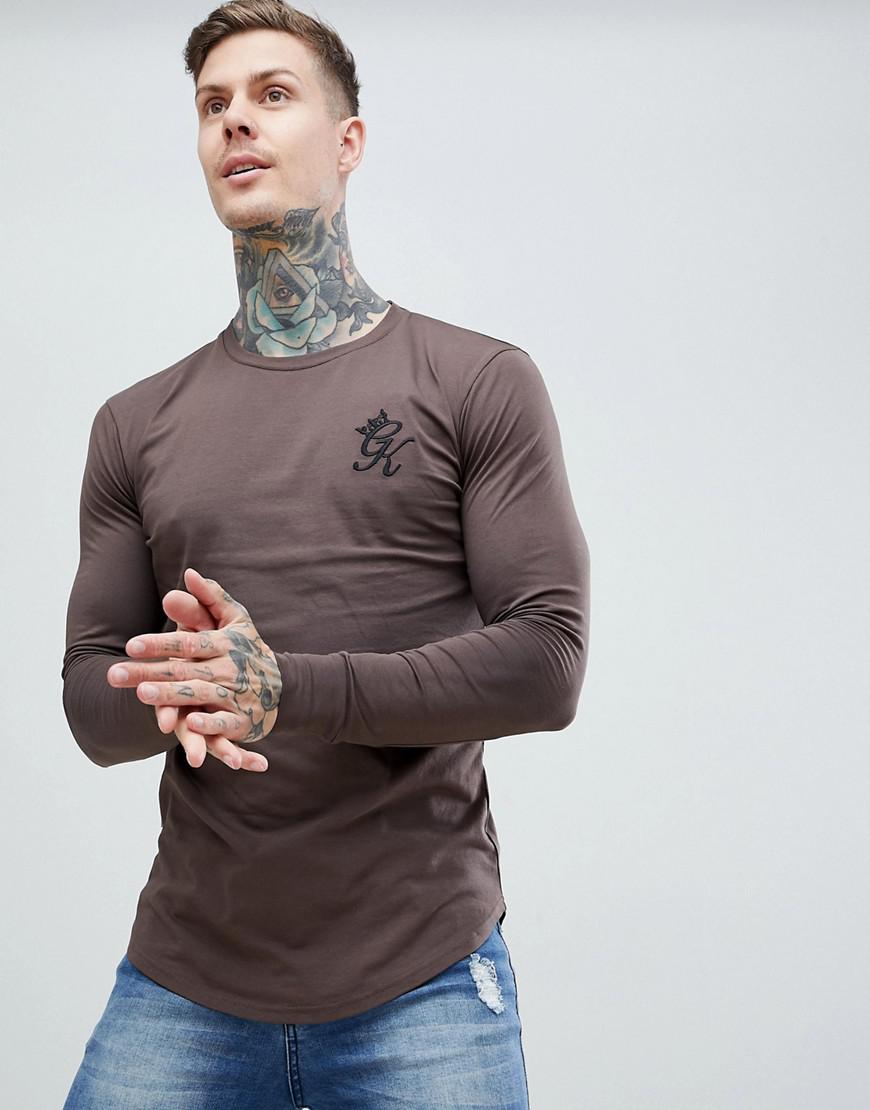 Gym King Long Sleeve Top In Dark Brown 