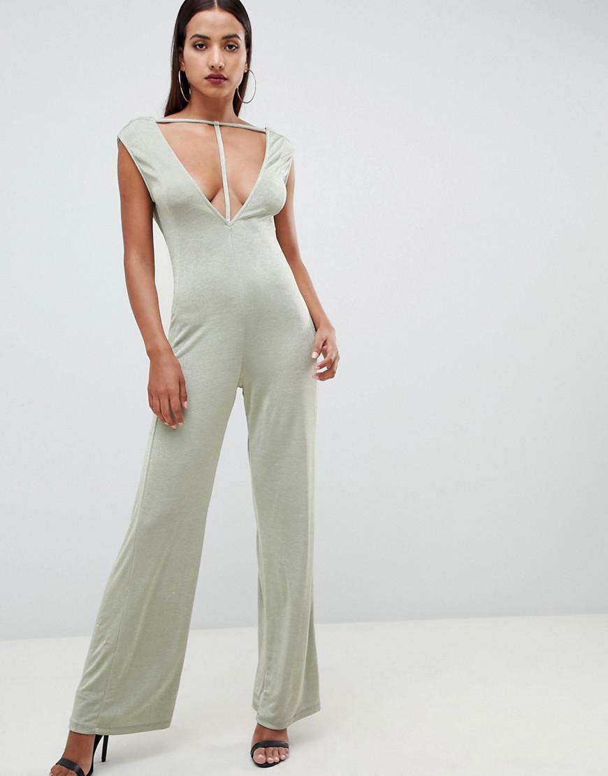 low plunge jumpsuit