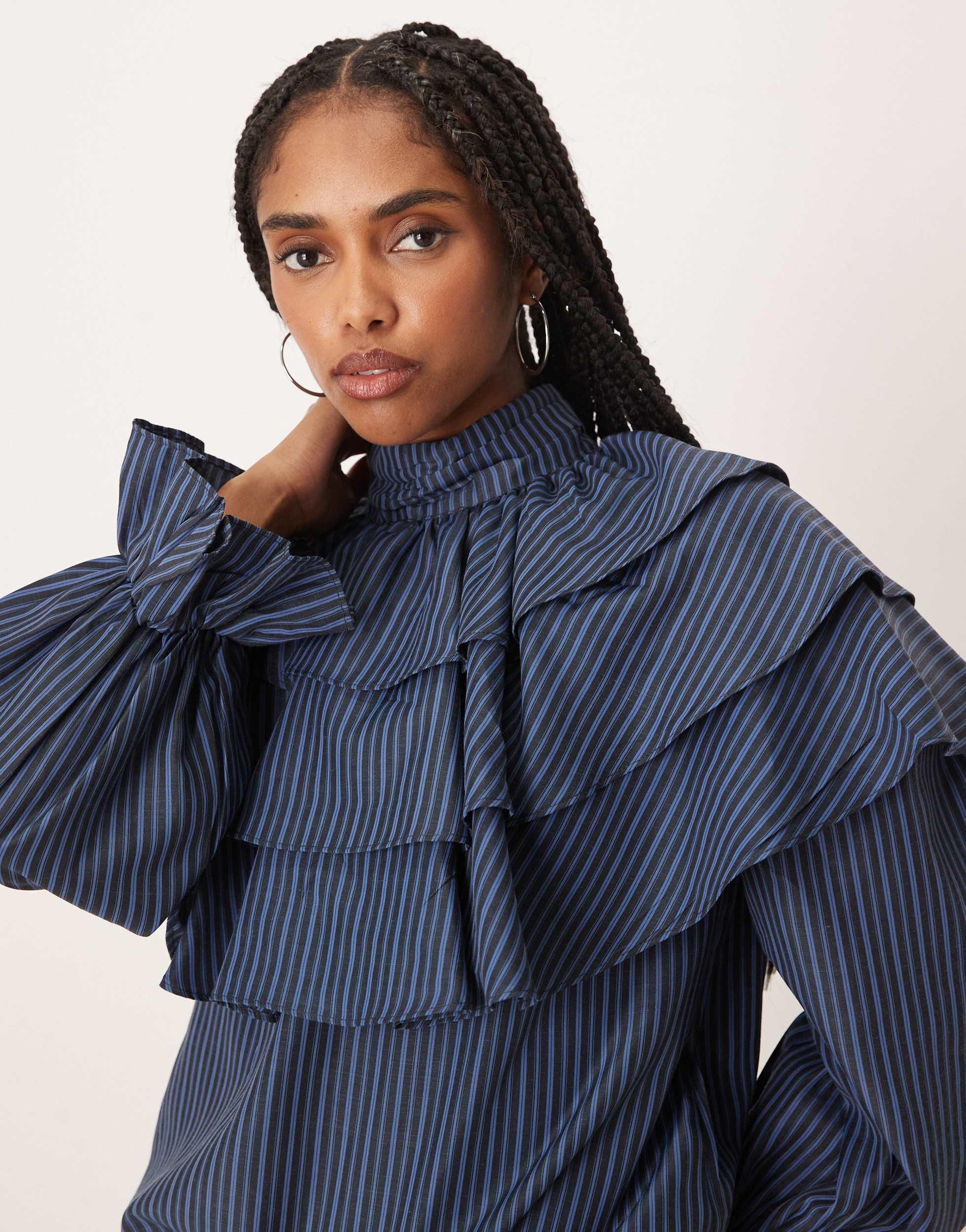 Glamorous Ruffle Blouse in Blue | Lyst