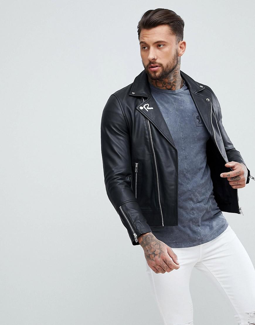 Leather Biker Jacket With No Future 