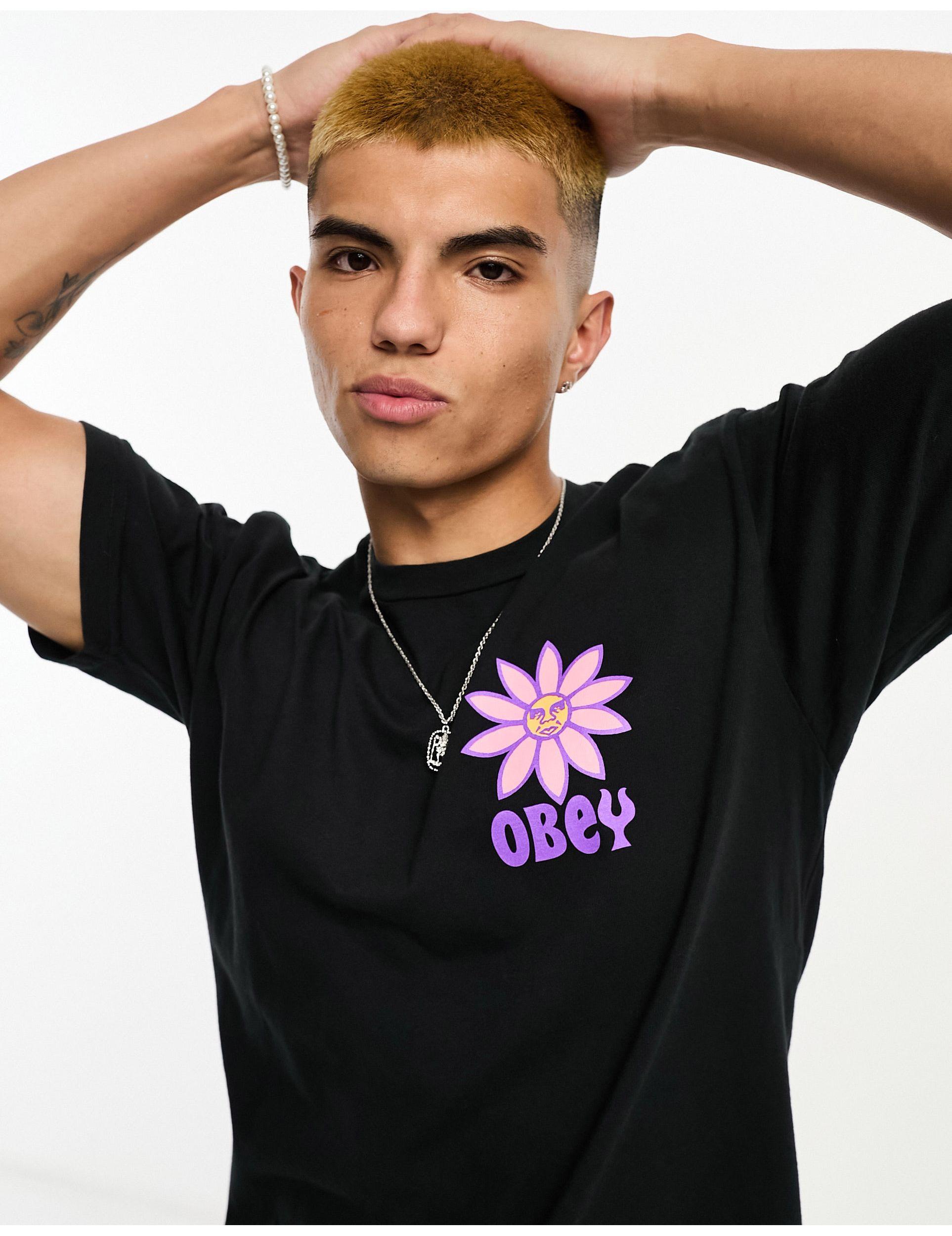 Obey Peace Flower T-shirt in Black for Men | Lyst UK