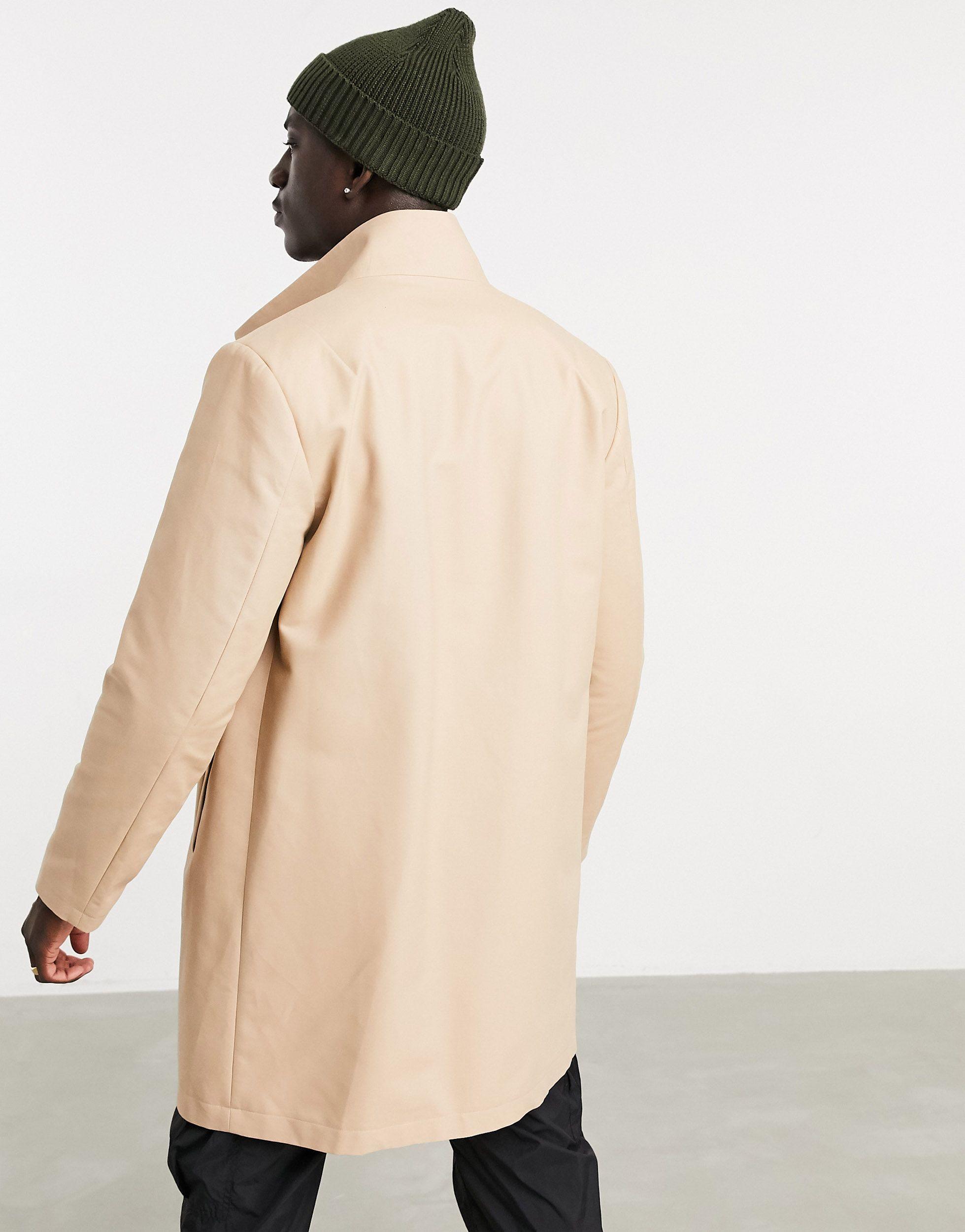 ASOS Trench Coat With Funnel Neck in Beige (Natural) for Men - Lyst