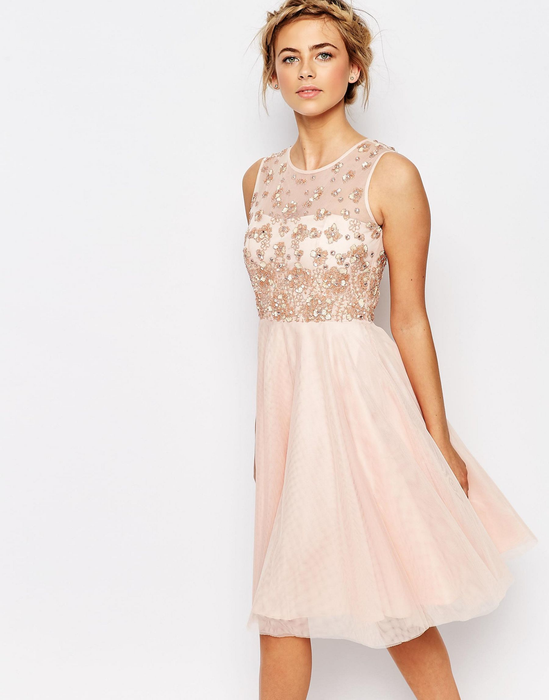 coast blush lace waist shift dress